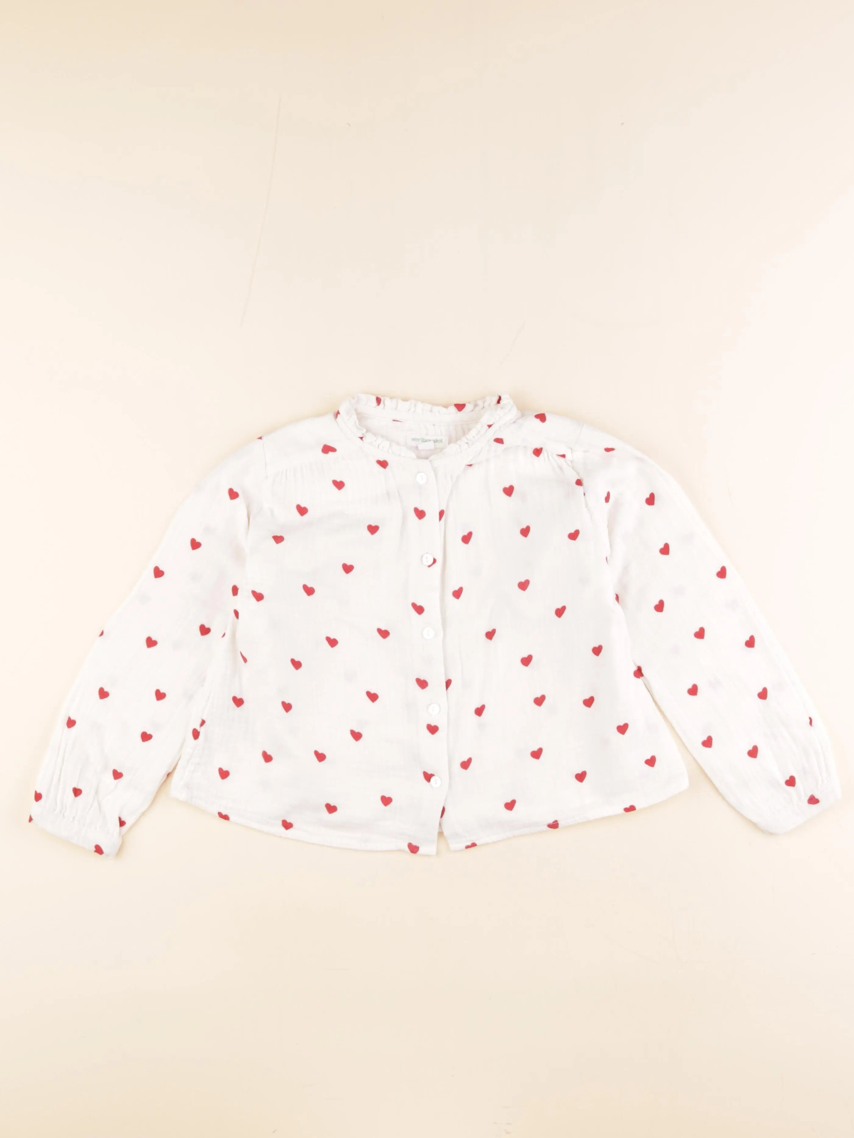 Vertbaudet - blouse blanc, rouge - 5 ans