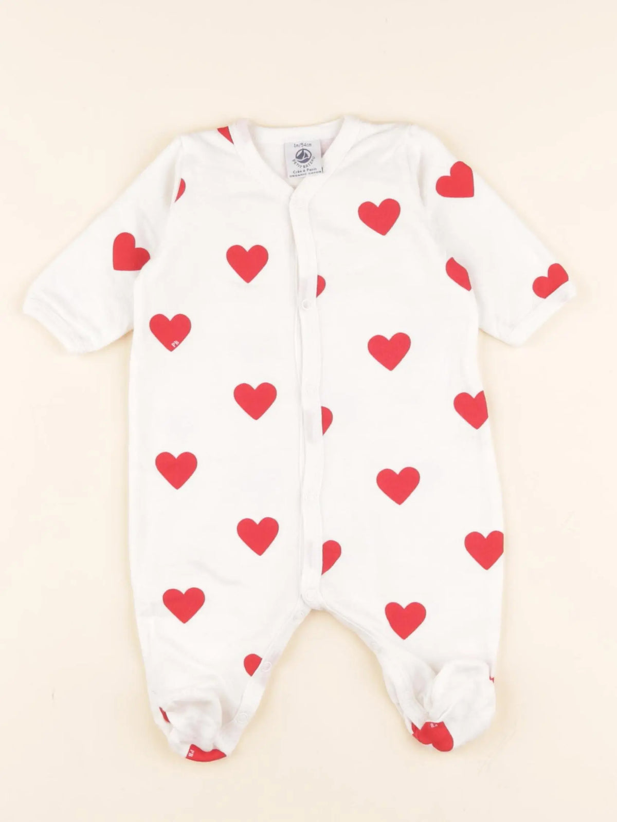 Pyjama coton blanc, rouge