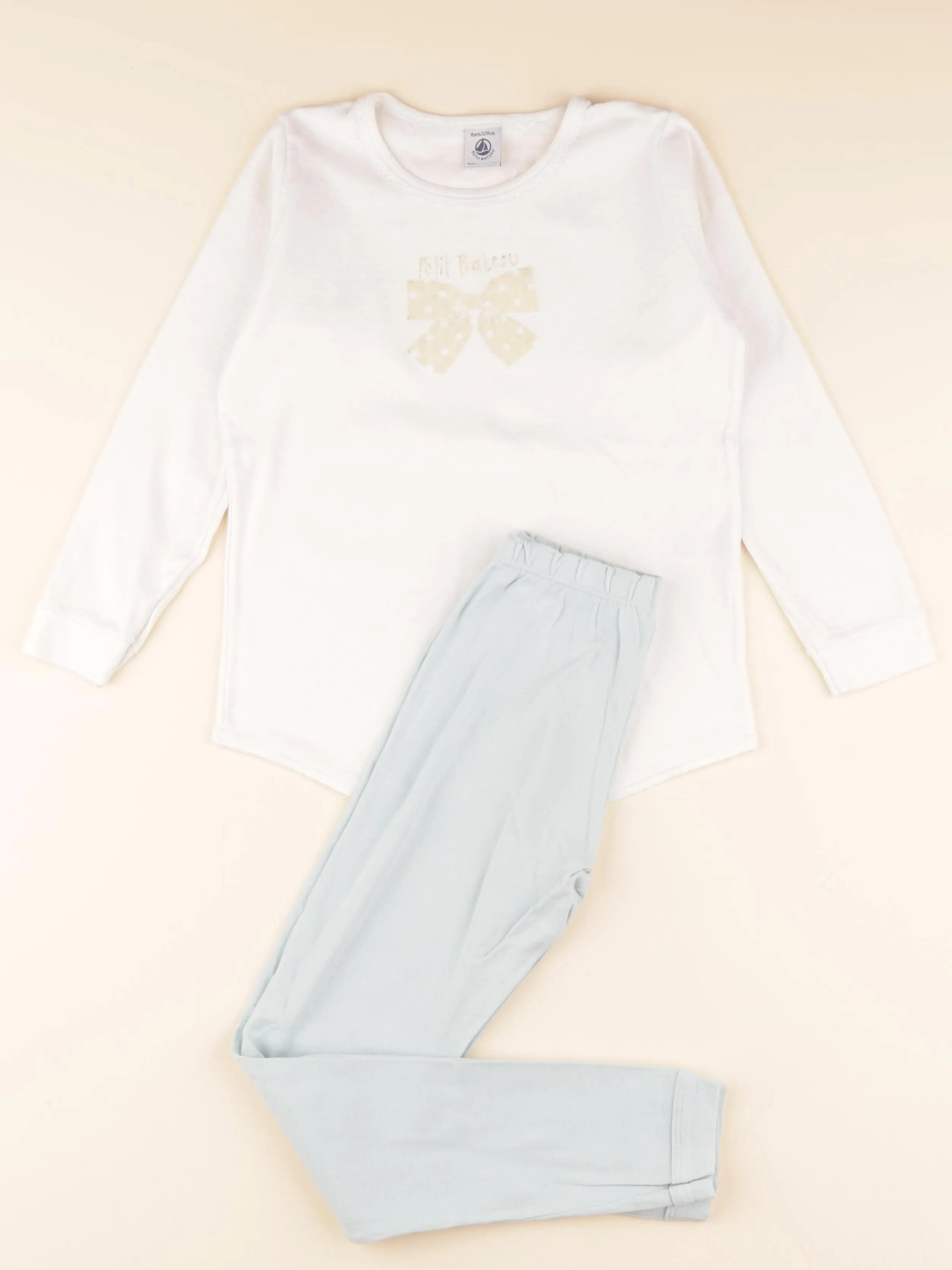 Pyjama coton blanc, vert