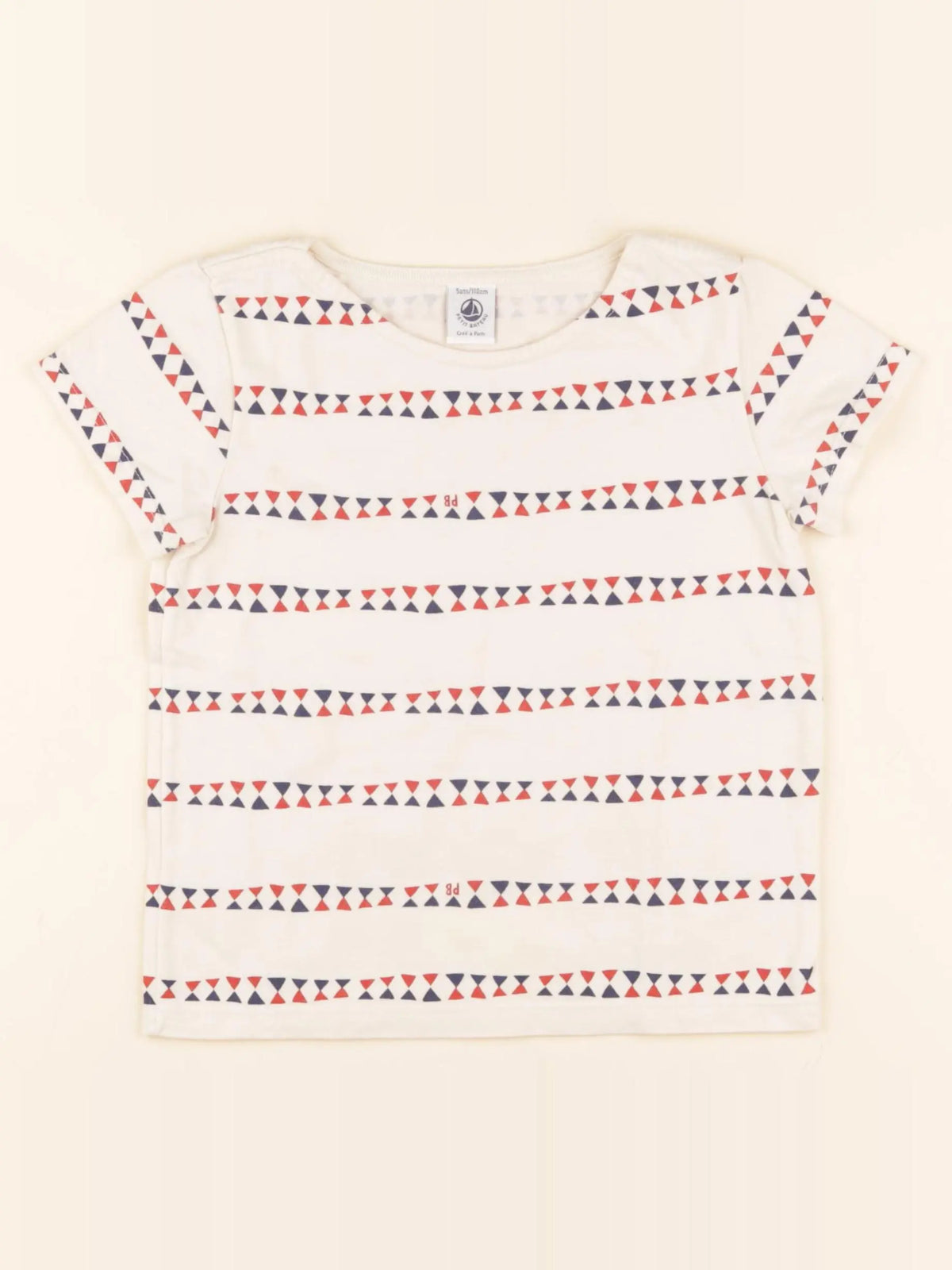 Tee-shirt beige, bleu, rouge