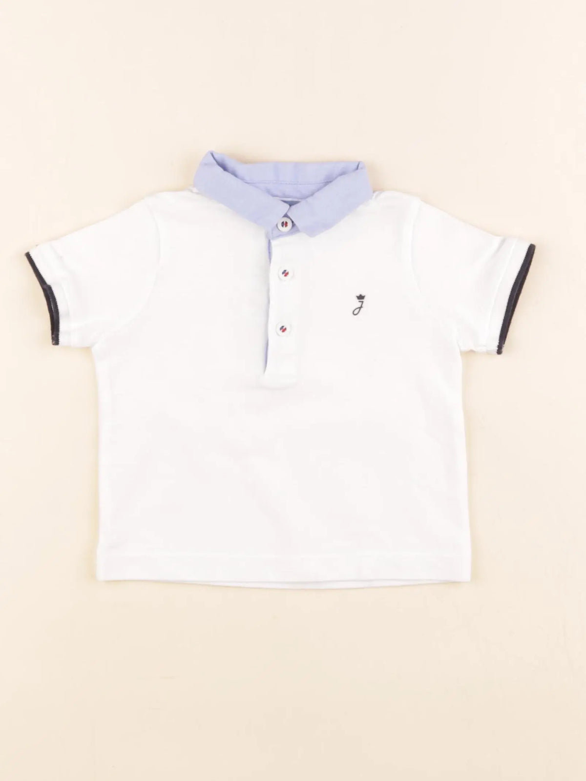 Jacadi - polo blanc, bleu - 6 mois