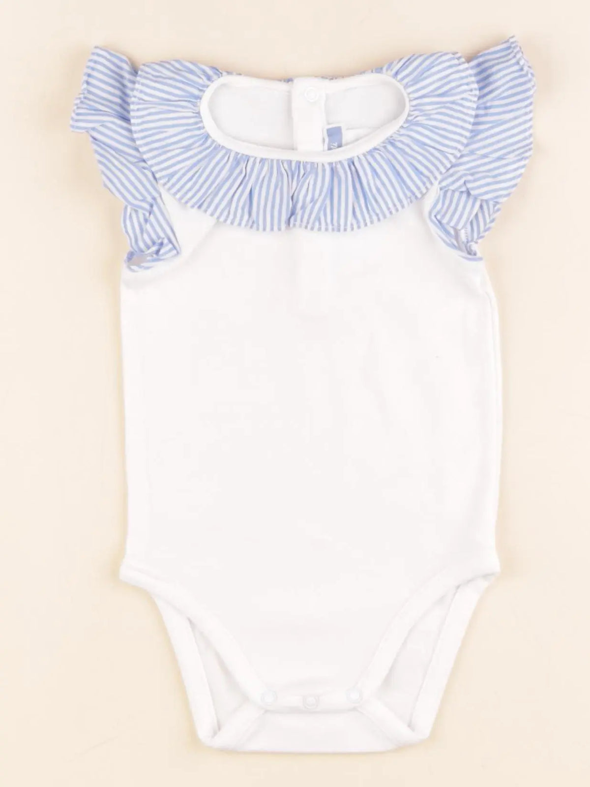 Jacadi - body à col blanc, bleu - 6 mois