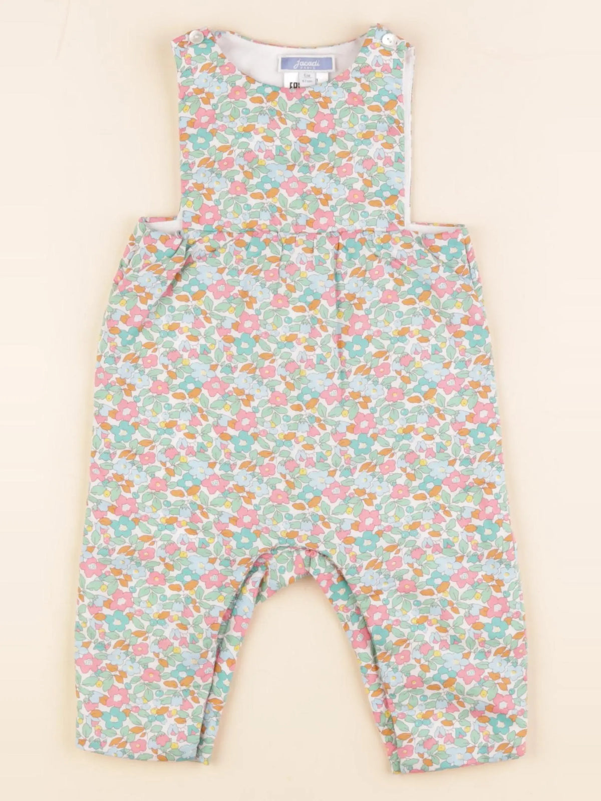 Jacadi - salopette doublé, liberty multicolore - 6 mois