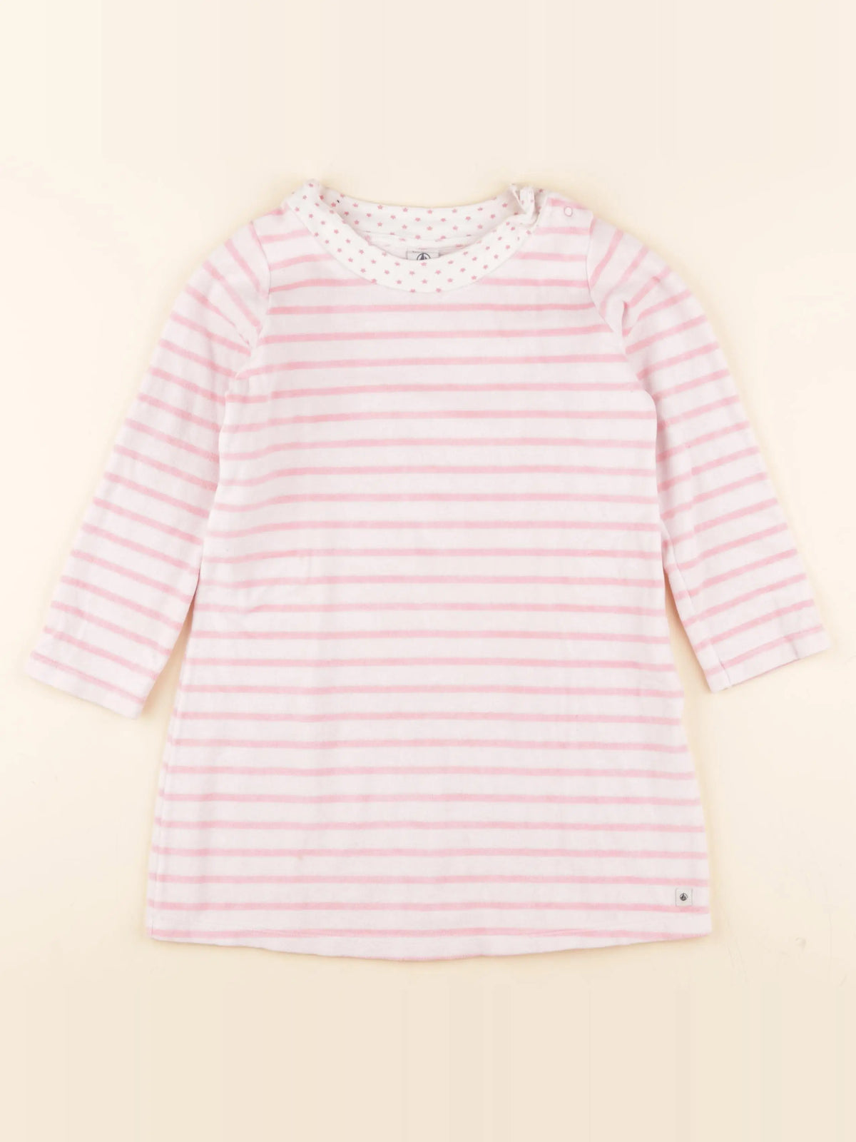 Chemise de nuit velours rose, blanc