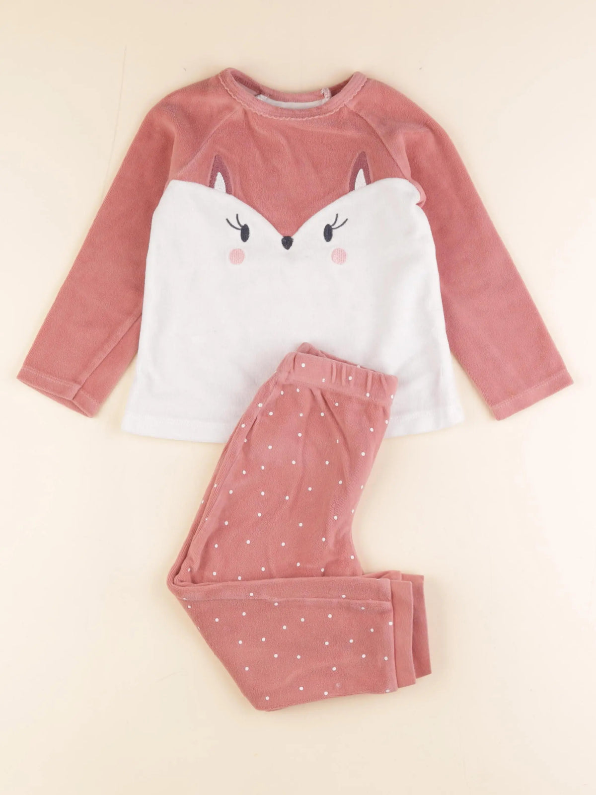 Vertbaudet - pyjama velours rose - 4 ans