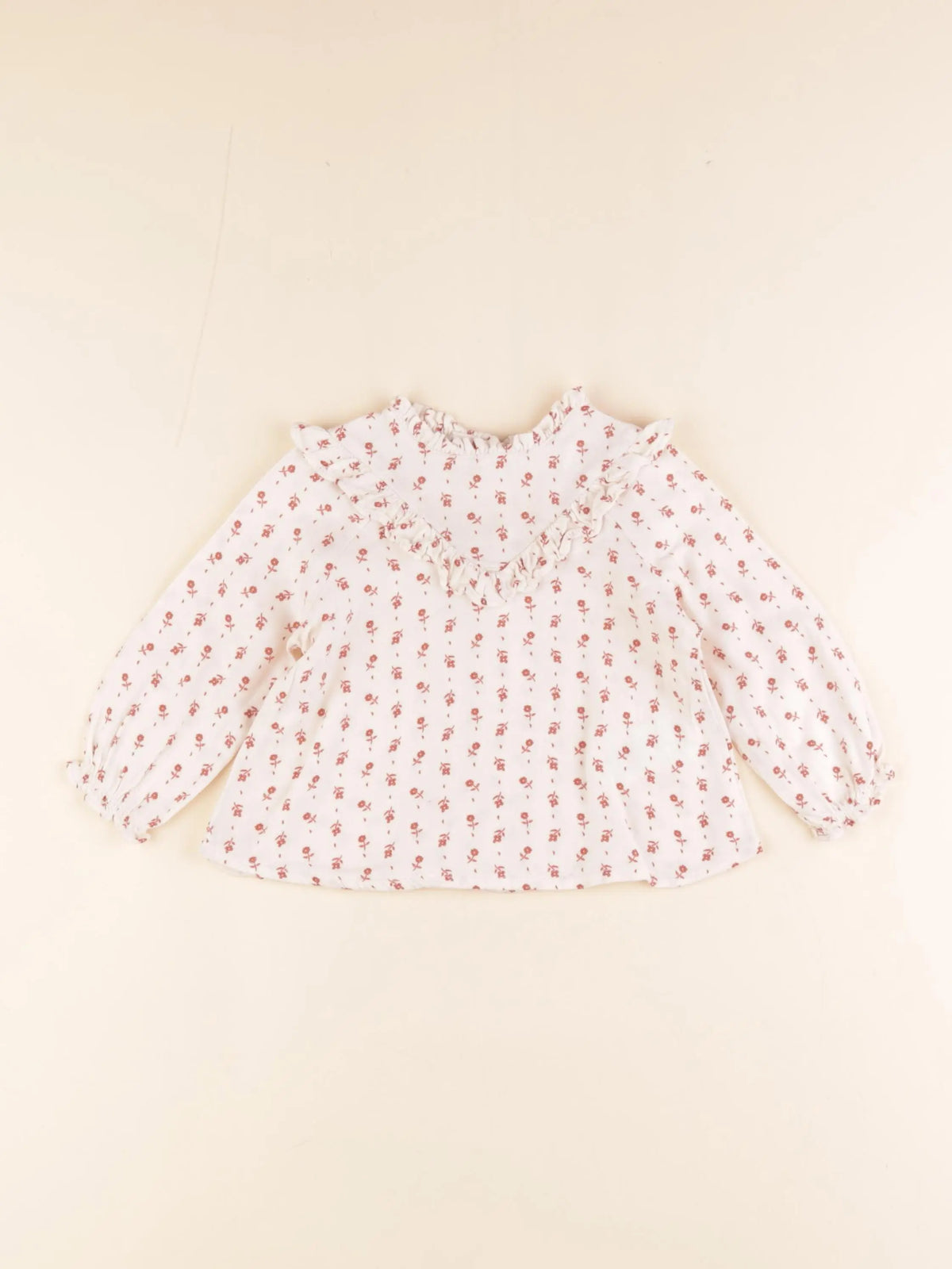 Vertbaudet - blouse beige, rouge - 9 mois