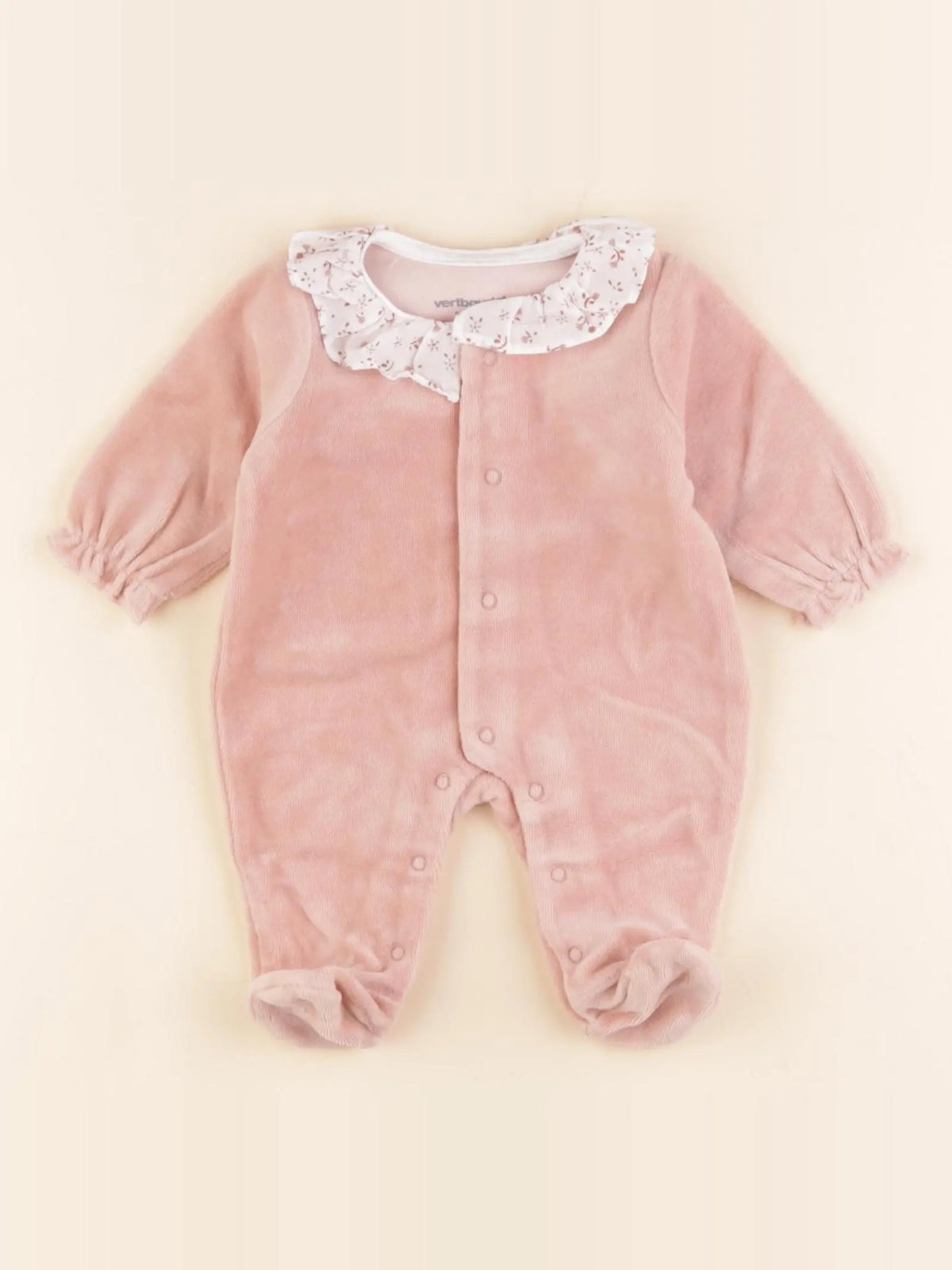 Vertbaudet - pyjama velours rose - 0 mois