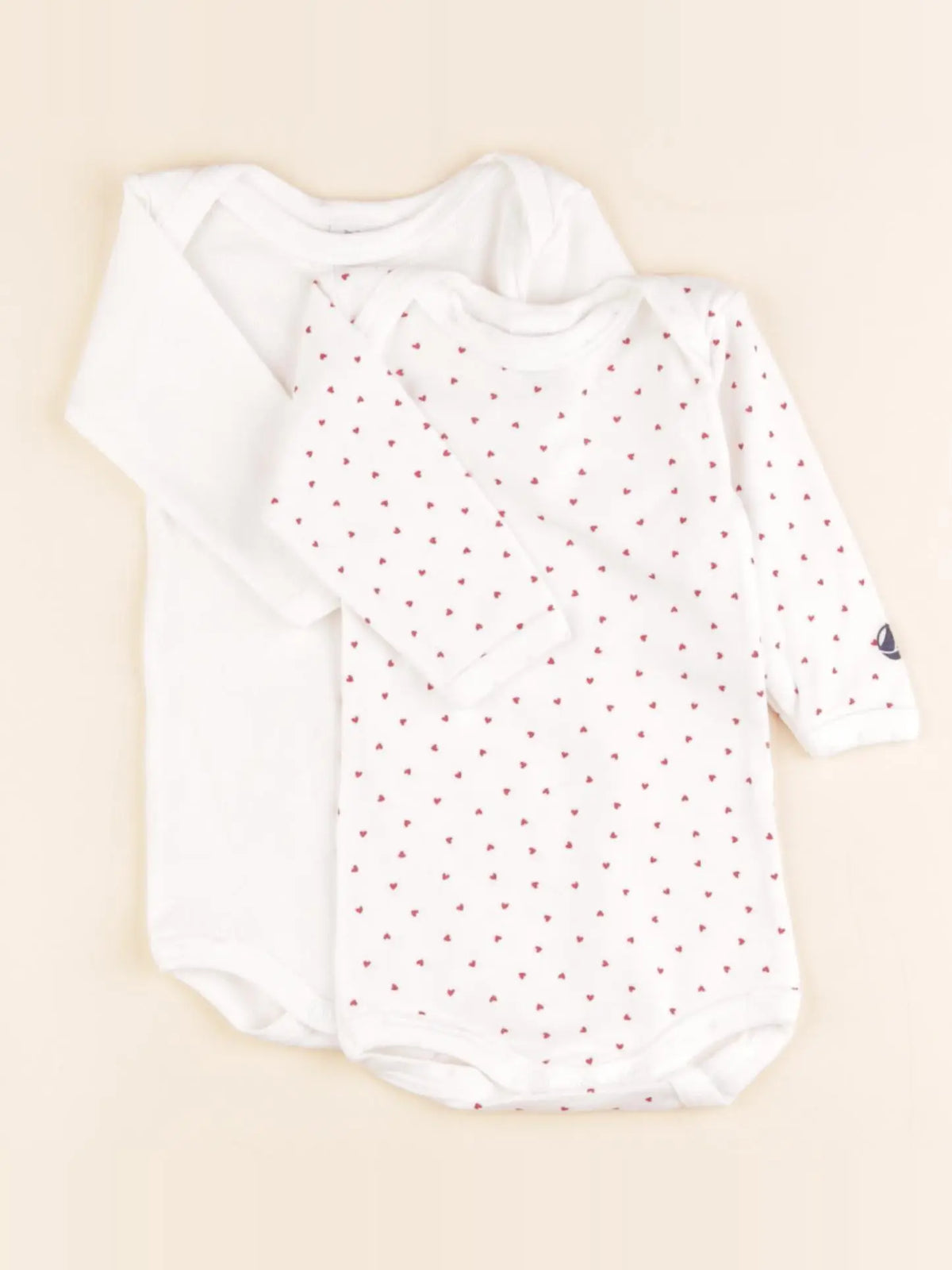 Petit Bateau - lot de 2 bodies en coton blanc, rouge - 3 mois
