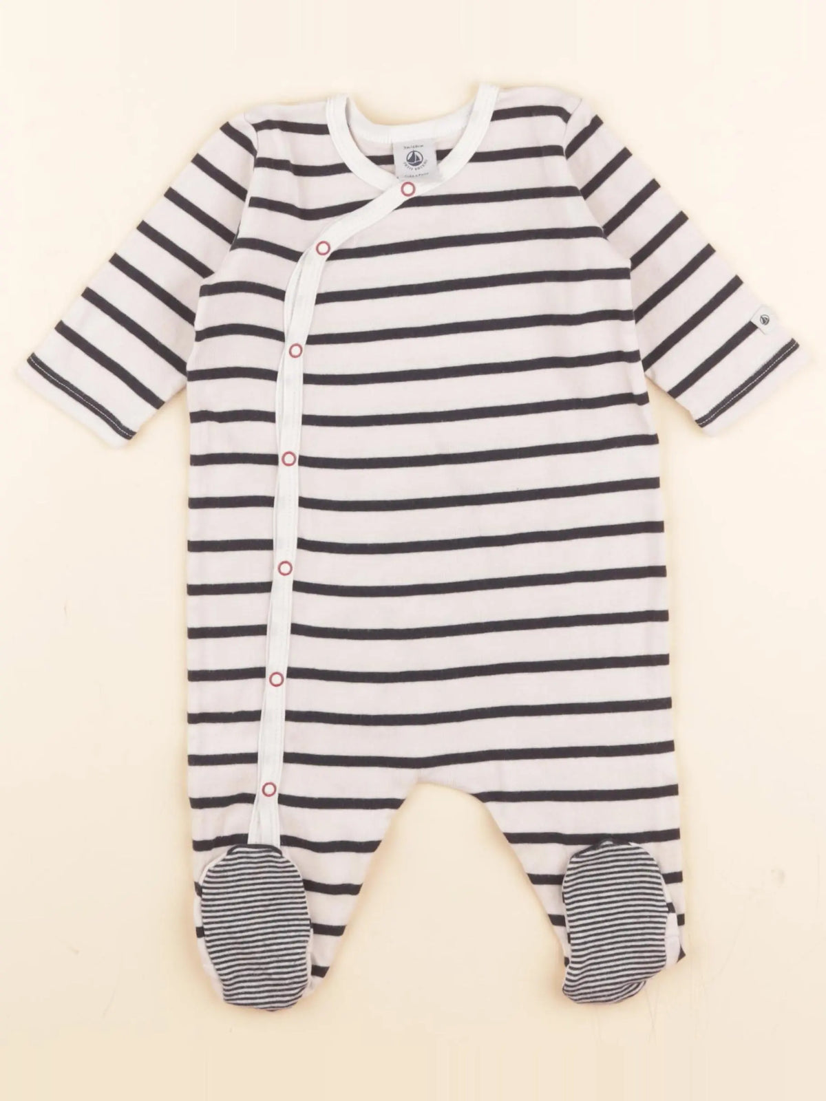 Pyjama coton blanc, bleu