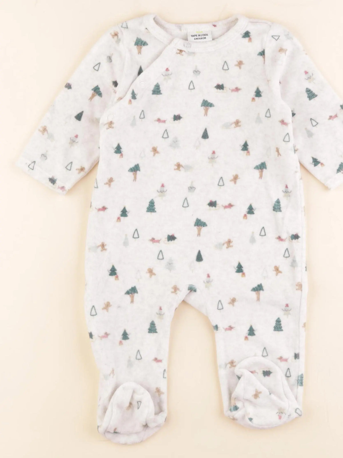 Tape à l'oeil - pyjama velours beige - 6 mois