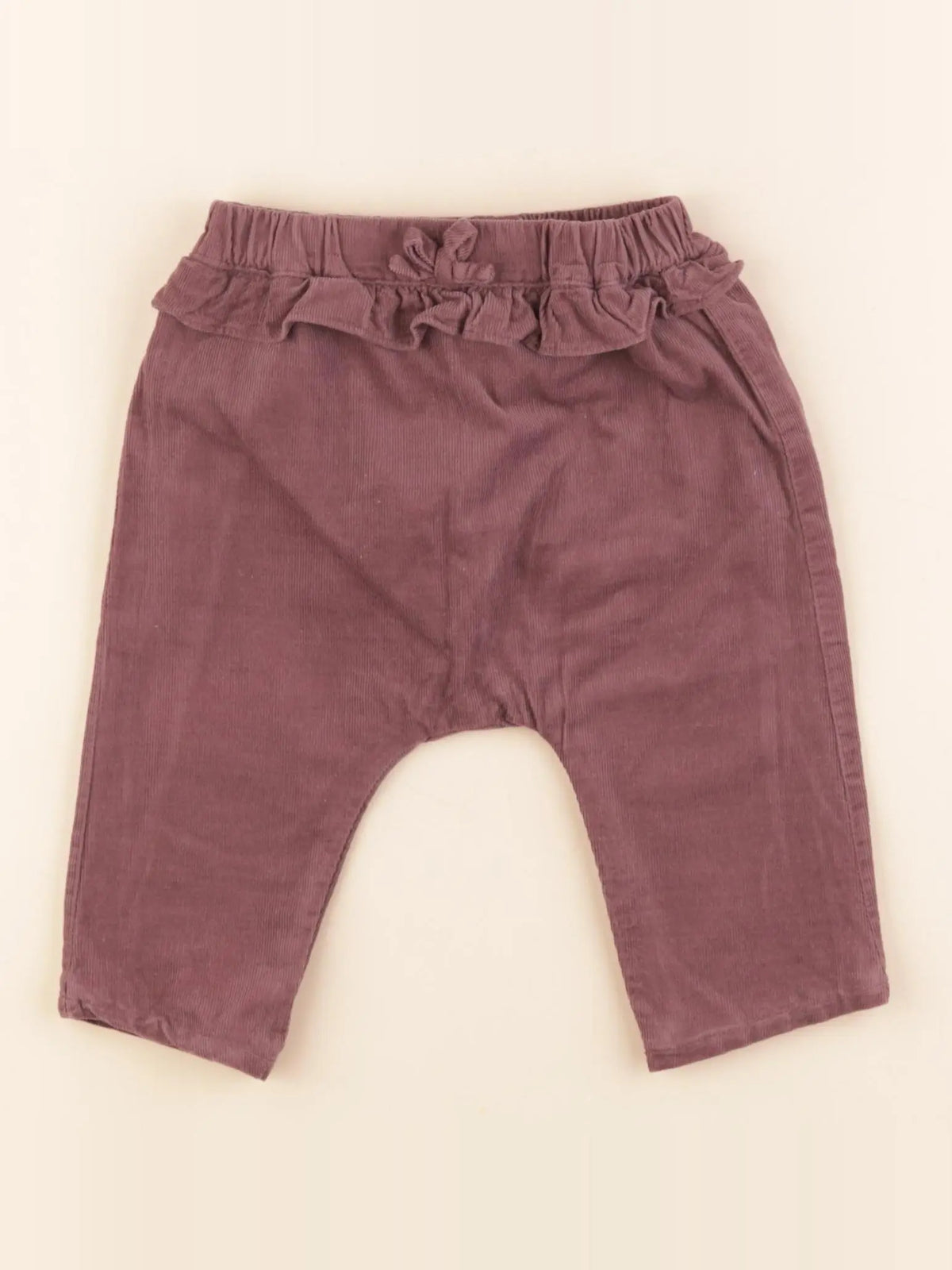 Vertbaudet - sarouel doublé marron - 9 mois