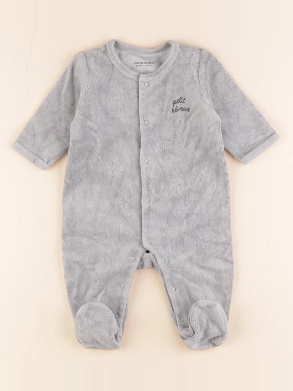 Vertbaudet - pyjama velours vert - 3 mois