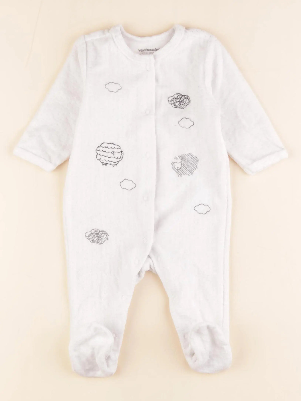 Vertbaudet - pyjama velours blanc - 3 mois