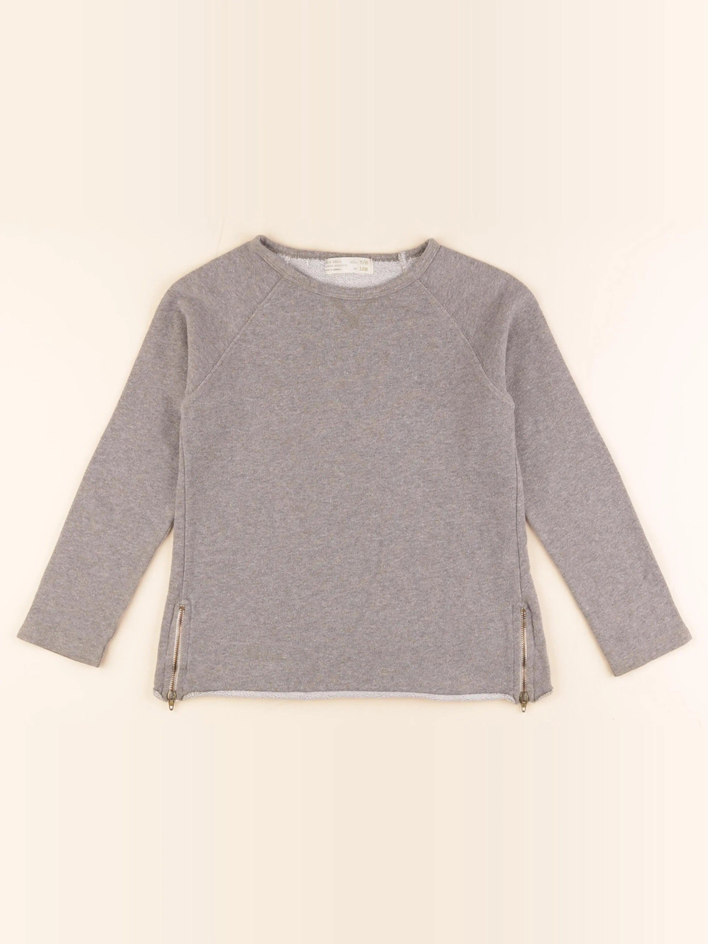 Zara - sweat gris, or - 7/8 ans
