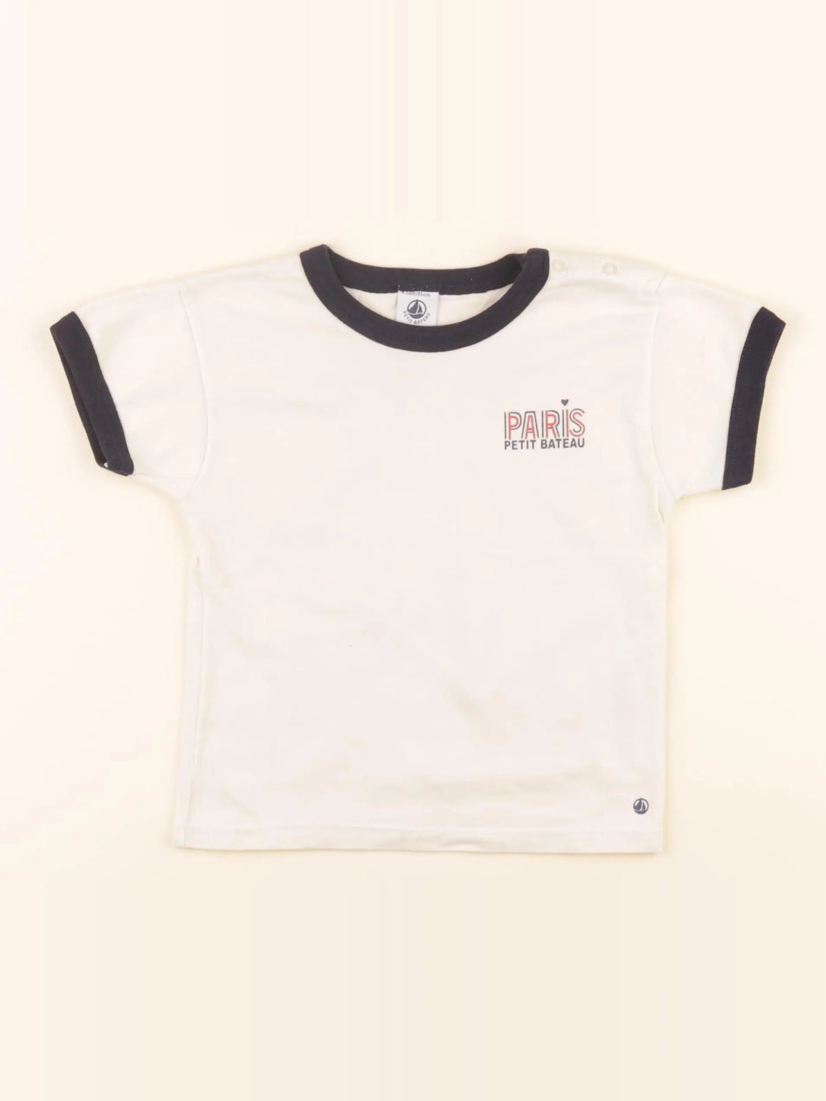 Tee-shirt beige, bleu