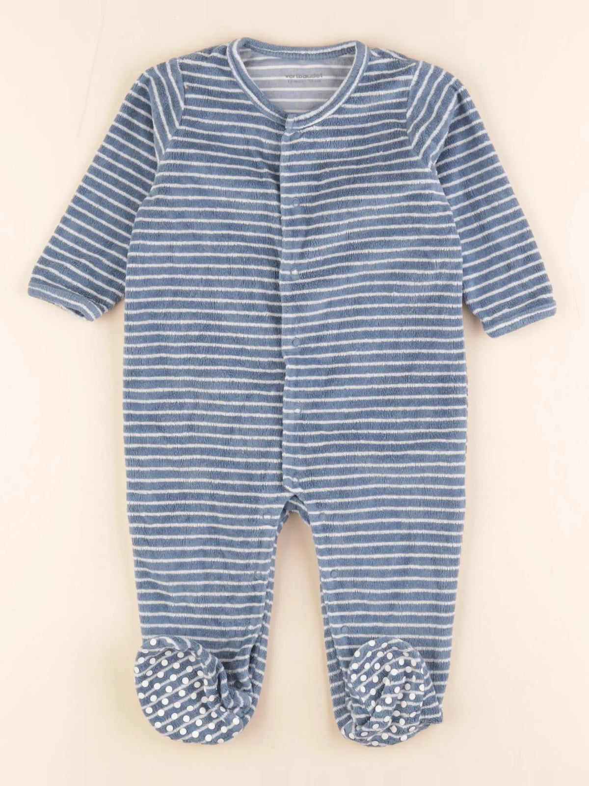 Vertbaudet - pyjama velours bleu - 12 mois