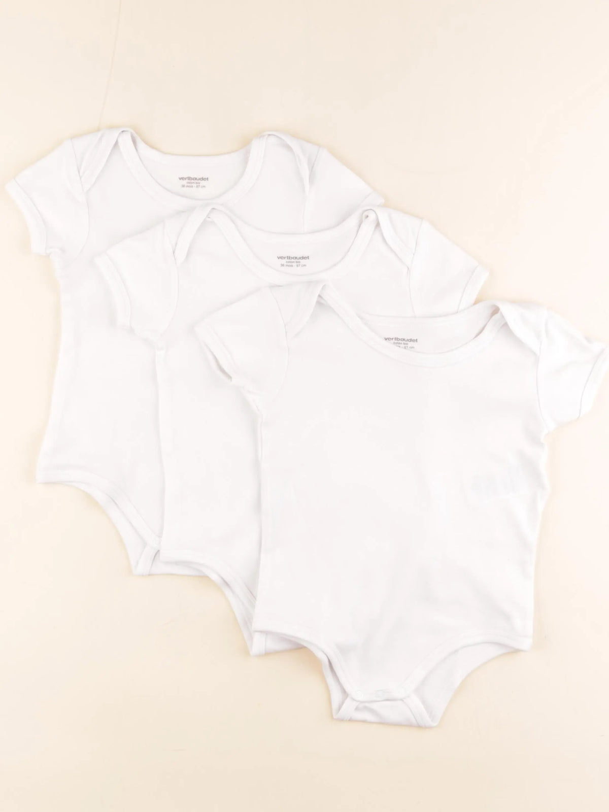 Vertbaudet - lot de 3 bodies en coton blanc - 36 mois