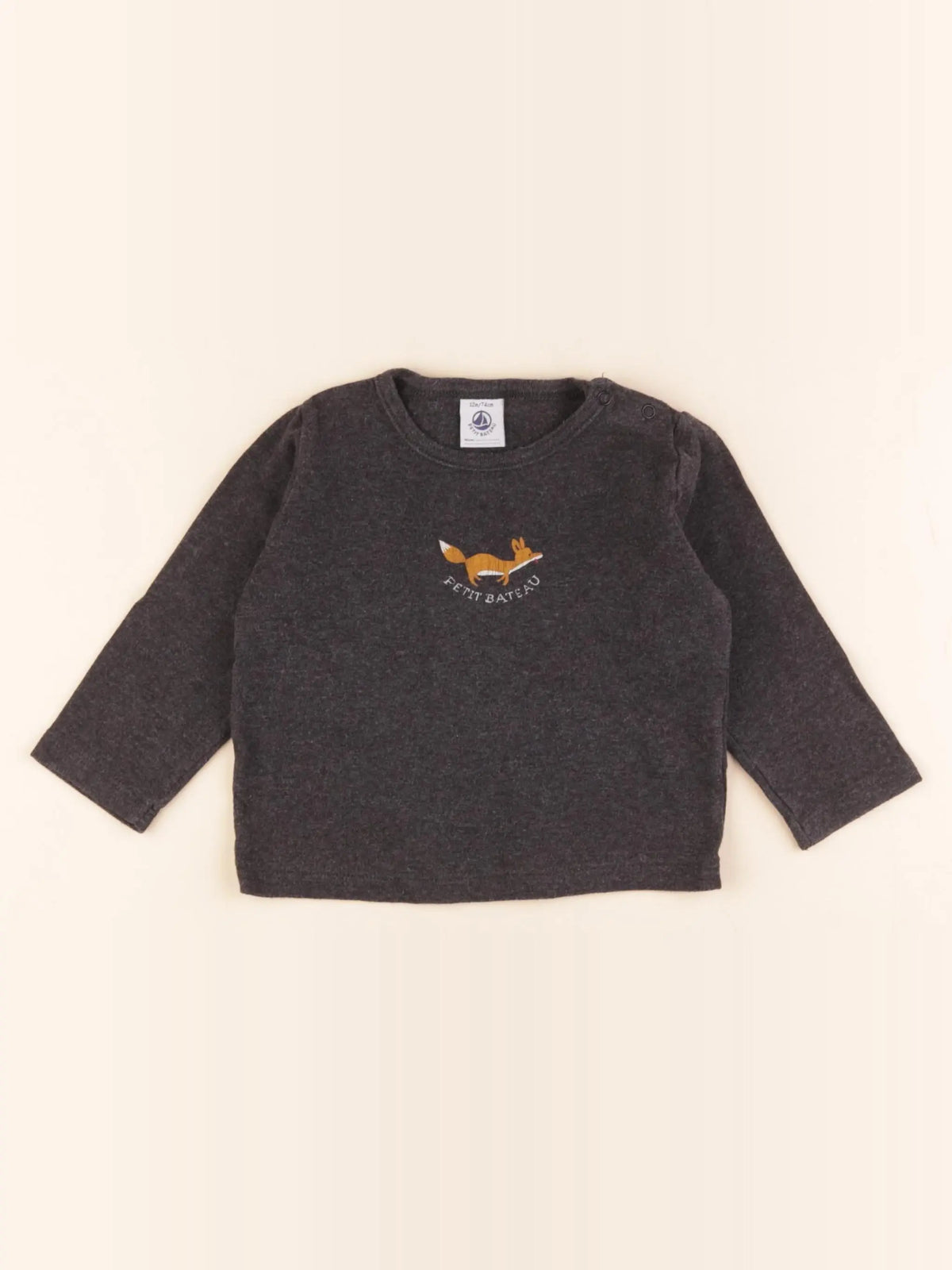 Petit Bateau - tee-shirt gris - 12 mois