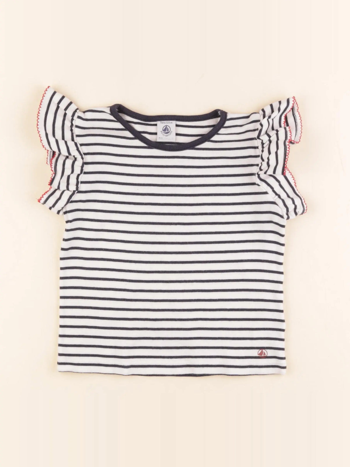 Petit Bateau - tee-shirt blanc, bleu - 5 ans