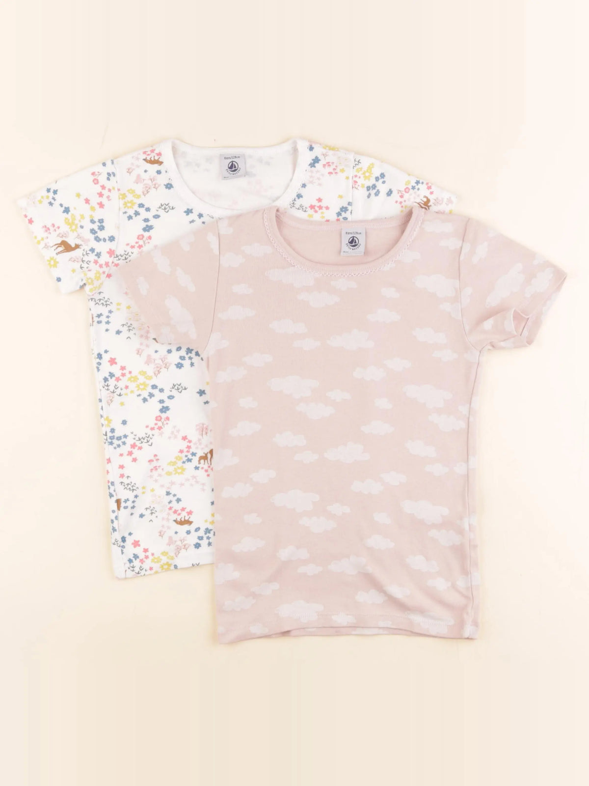 Petit Bateau - lot de 2 maillots de corps blanc, rose - 8 ans