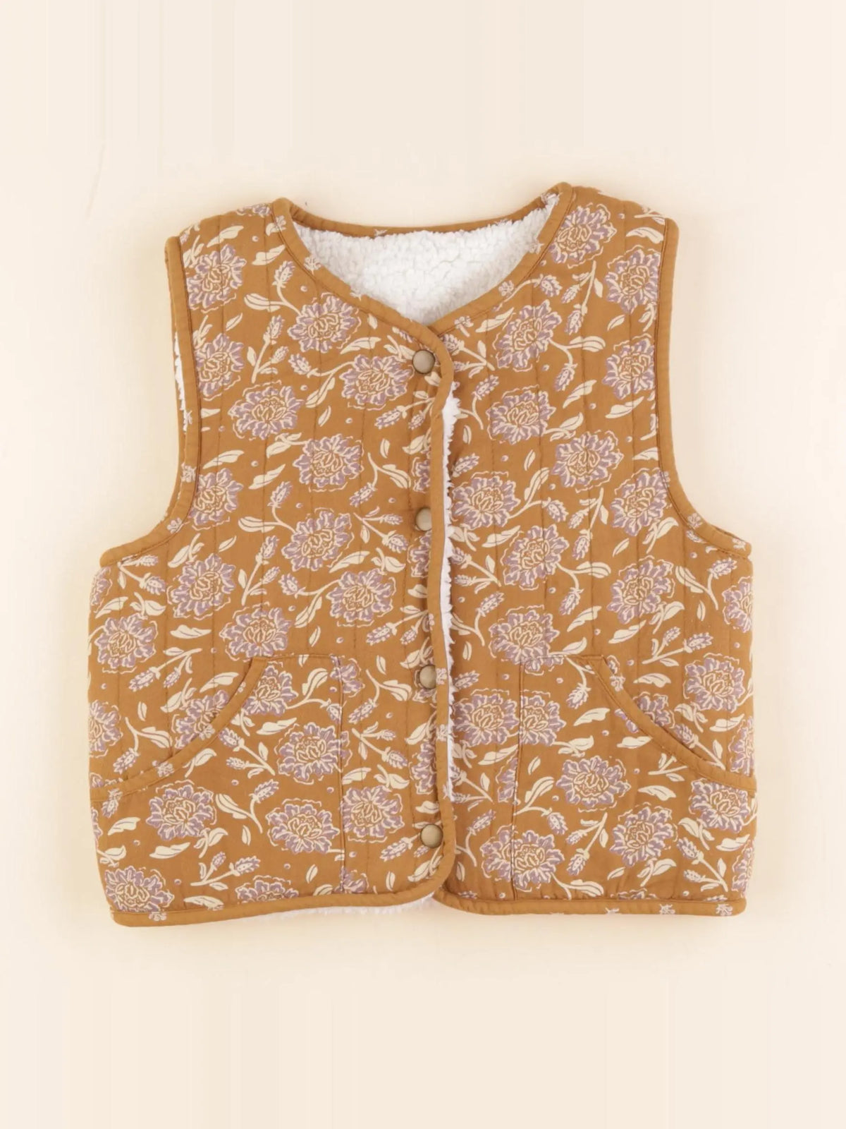 Little Cigogne - gilet réversible marron - 8 ans
