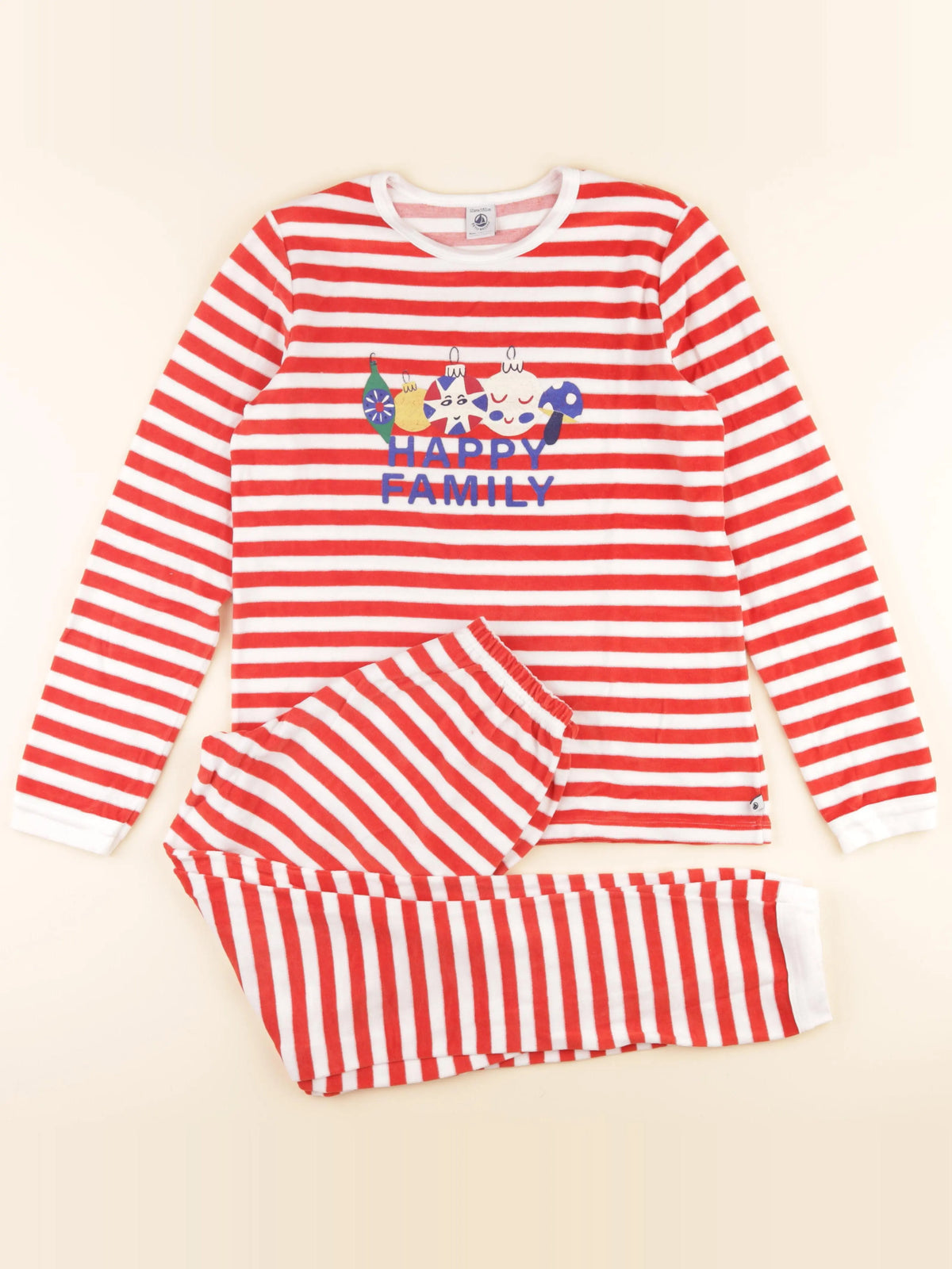 Pyjama velours rouge, blanc