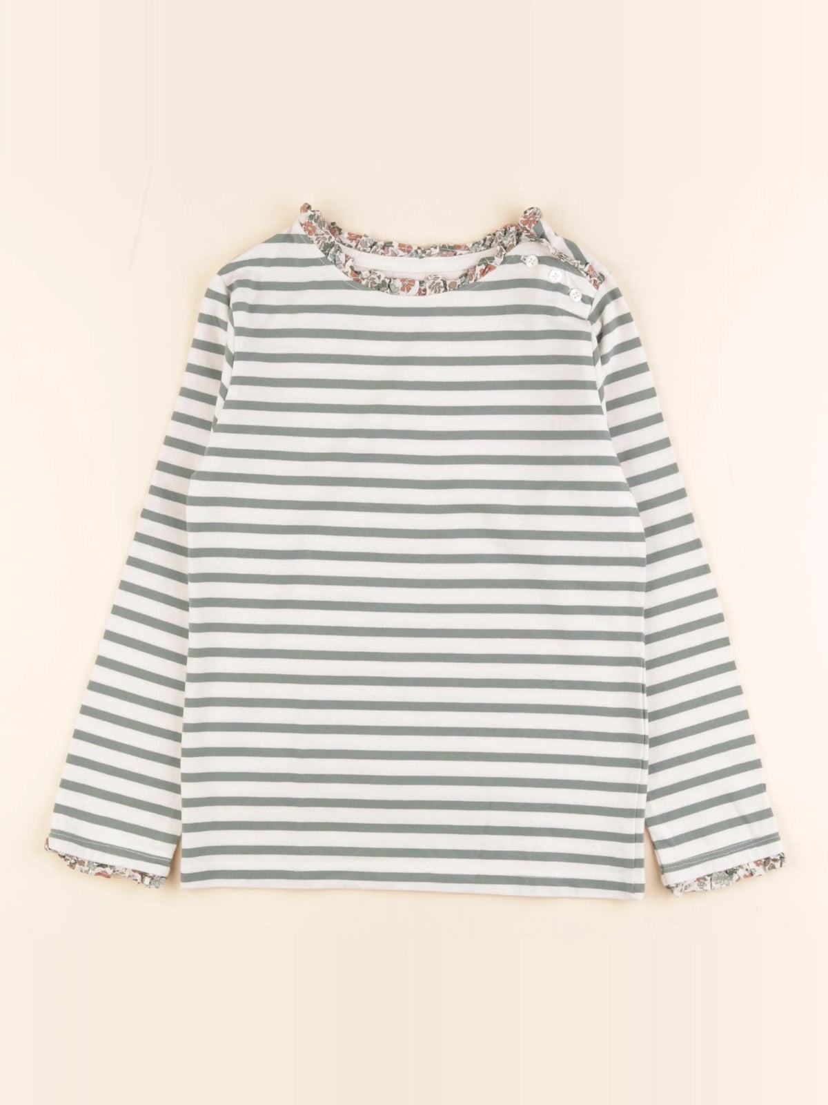 Cyrillus - tee-shirt blanc, vert - 8 ans
