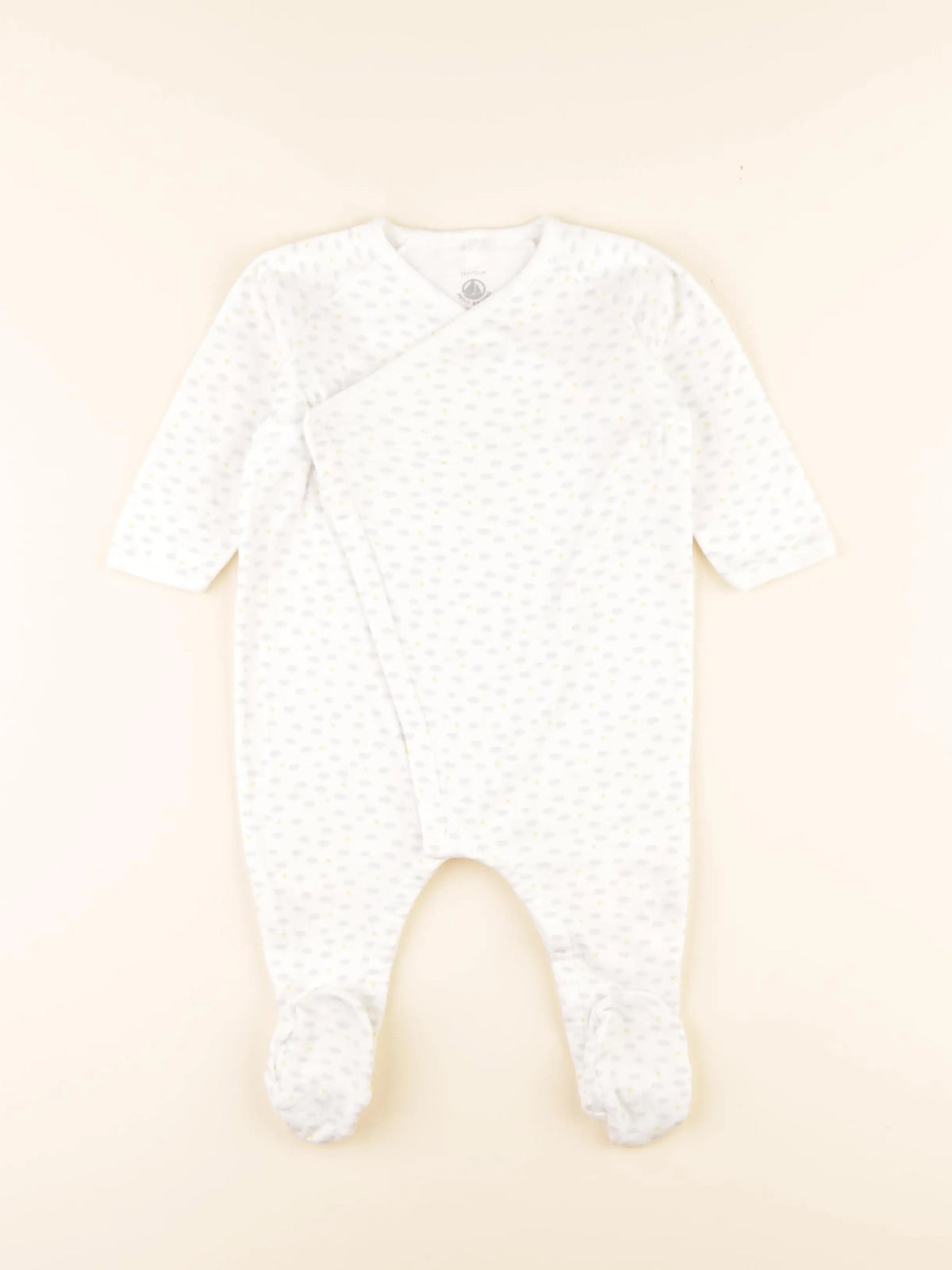 Pyjama coton blanc, gris