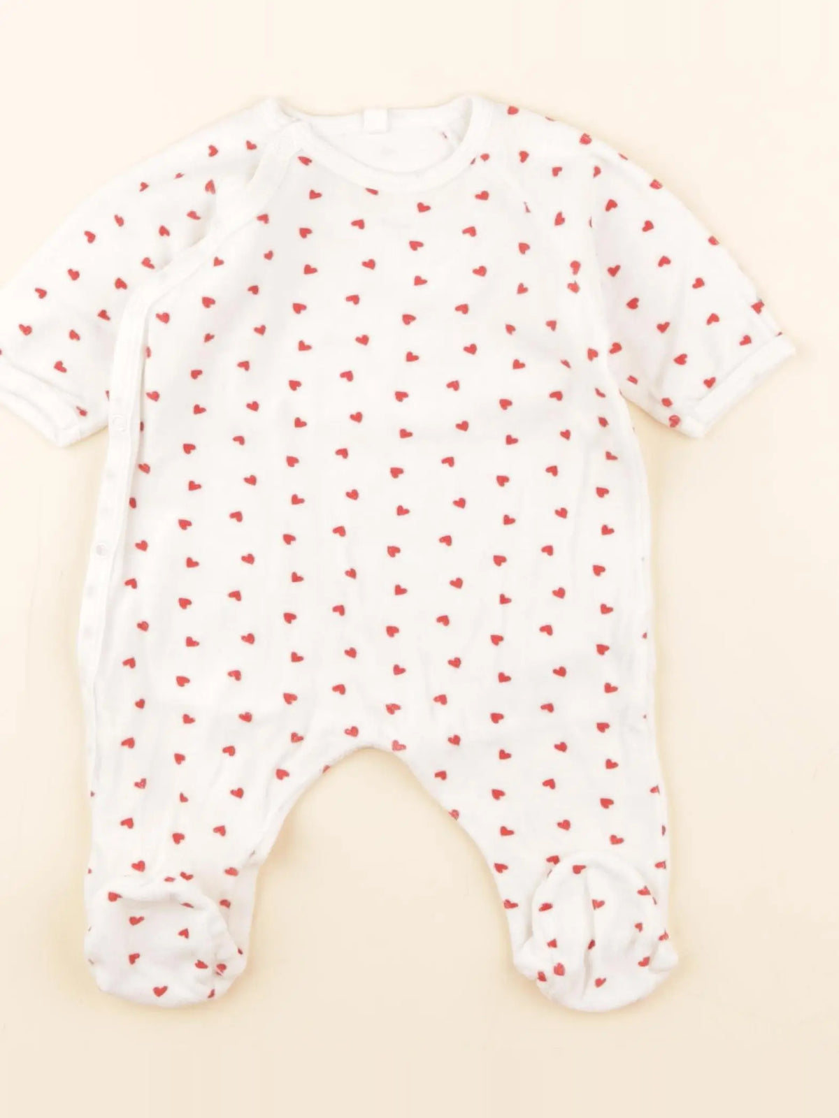 Pyjama velours blanc, rouge