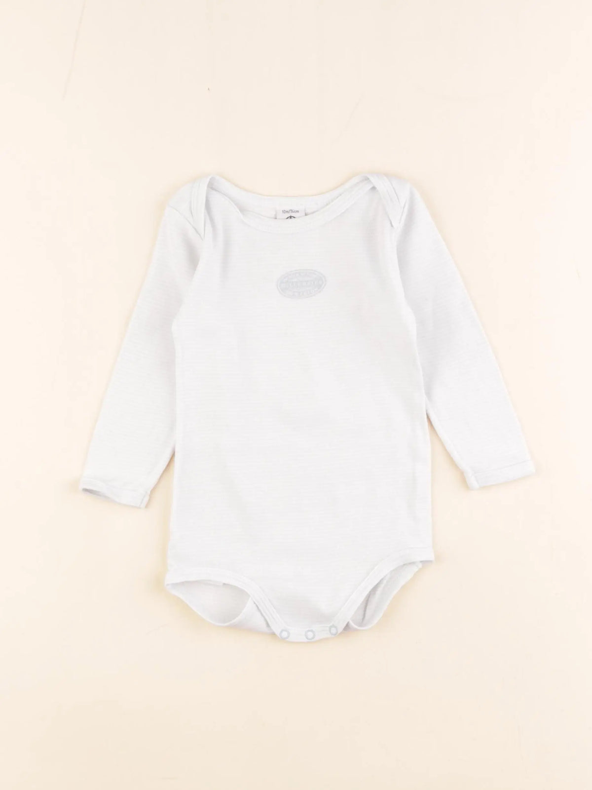 Petit Bateau - body blanc, bleu - 12 mois