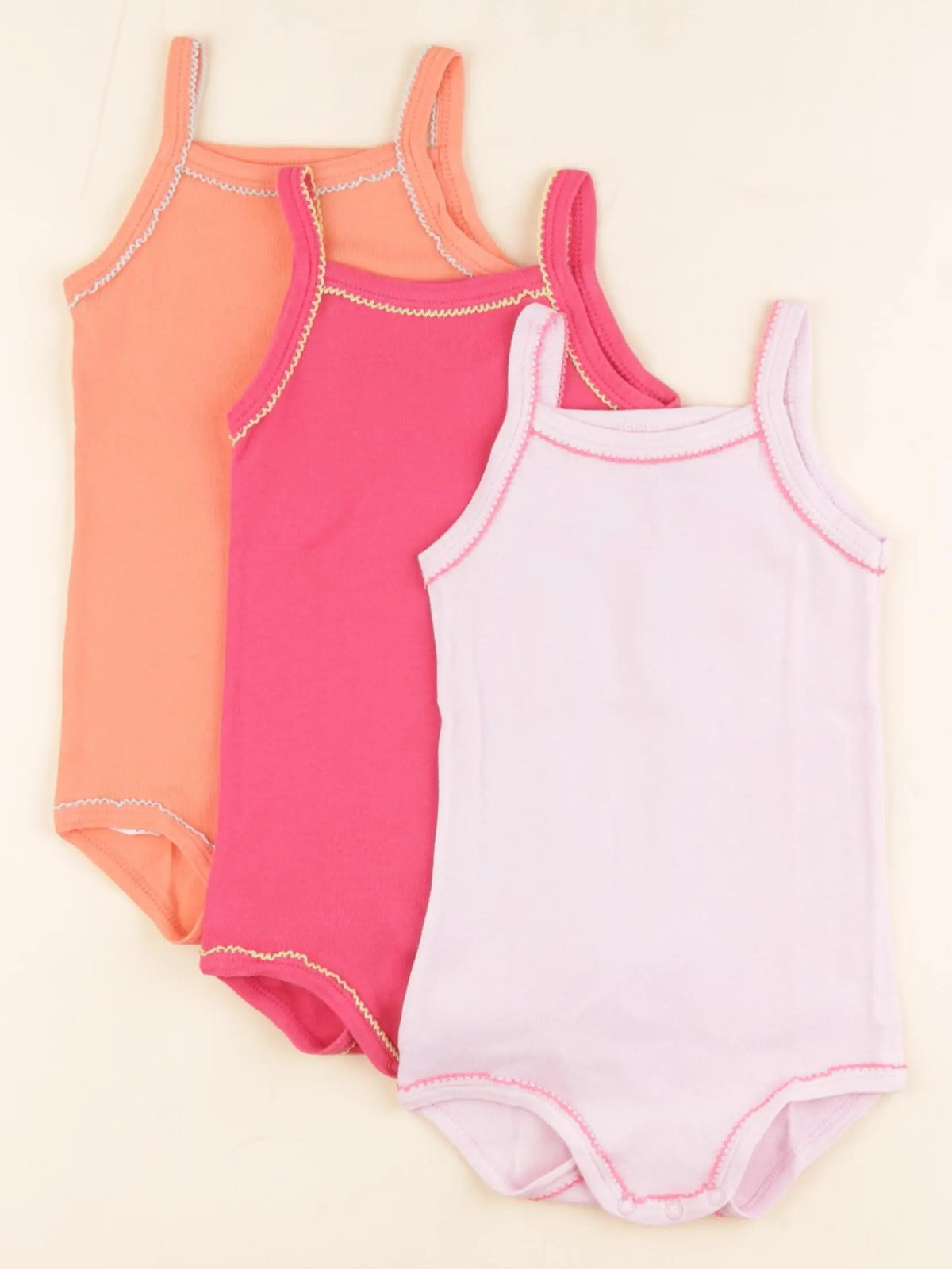 Petit Bateau - lot de 3 bodies en coton rose, orange - 18 mois