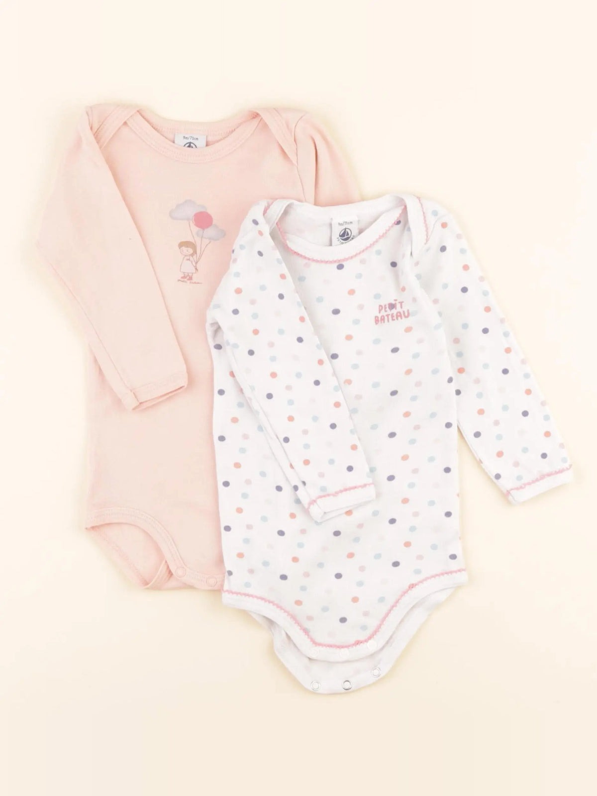Lot de 2 bodies en coton blanc, rose