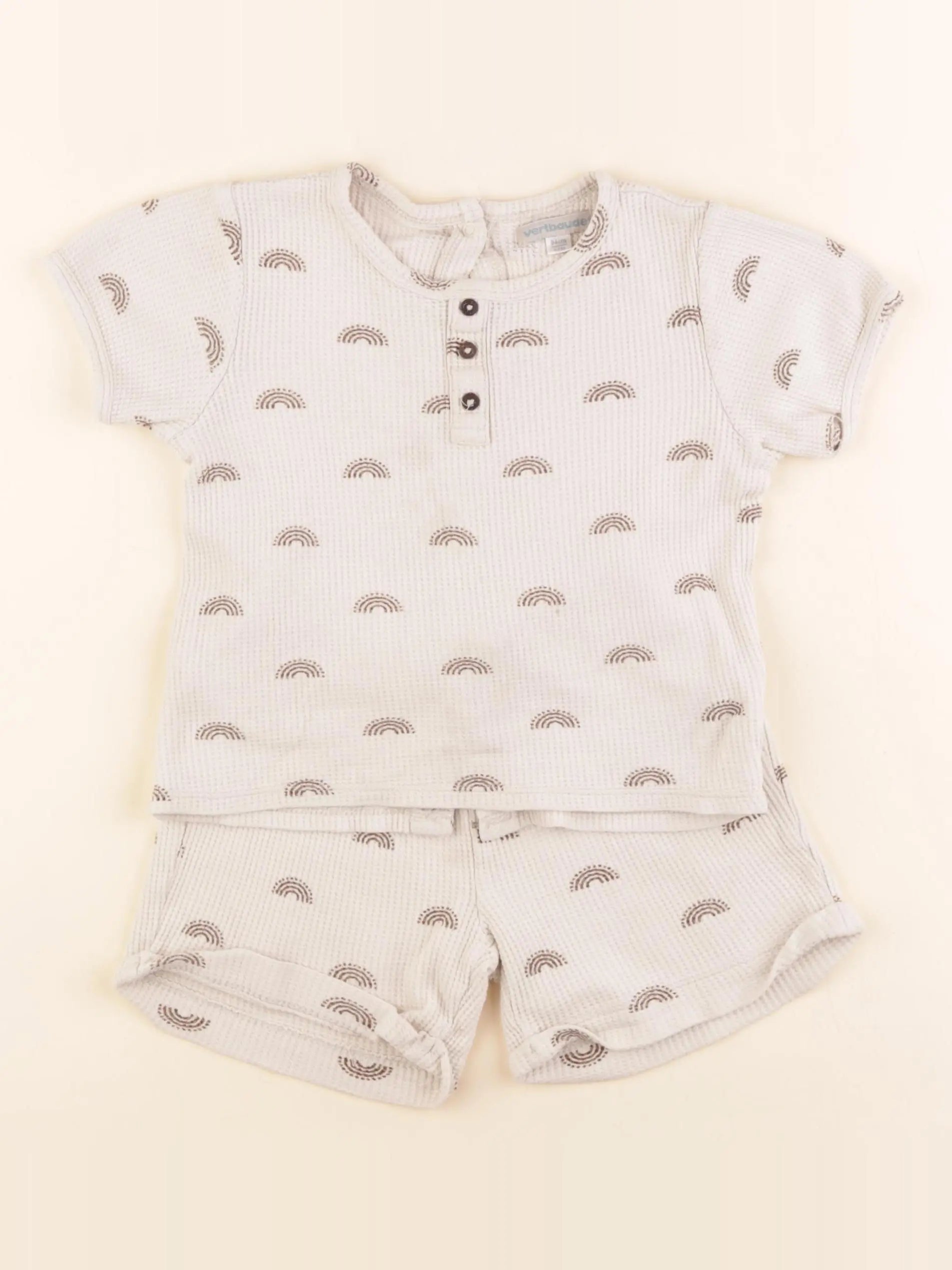 Vertbaudet - ensemble beige, marron - 36 mois