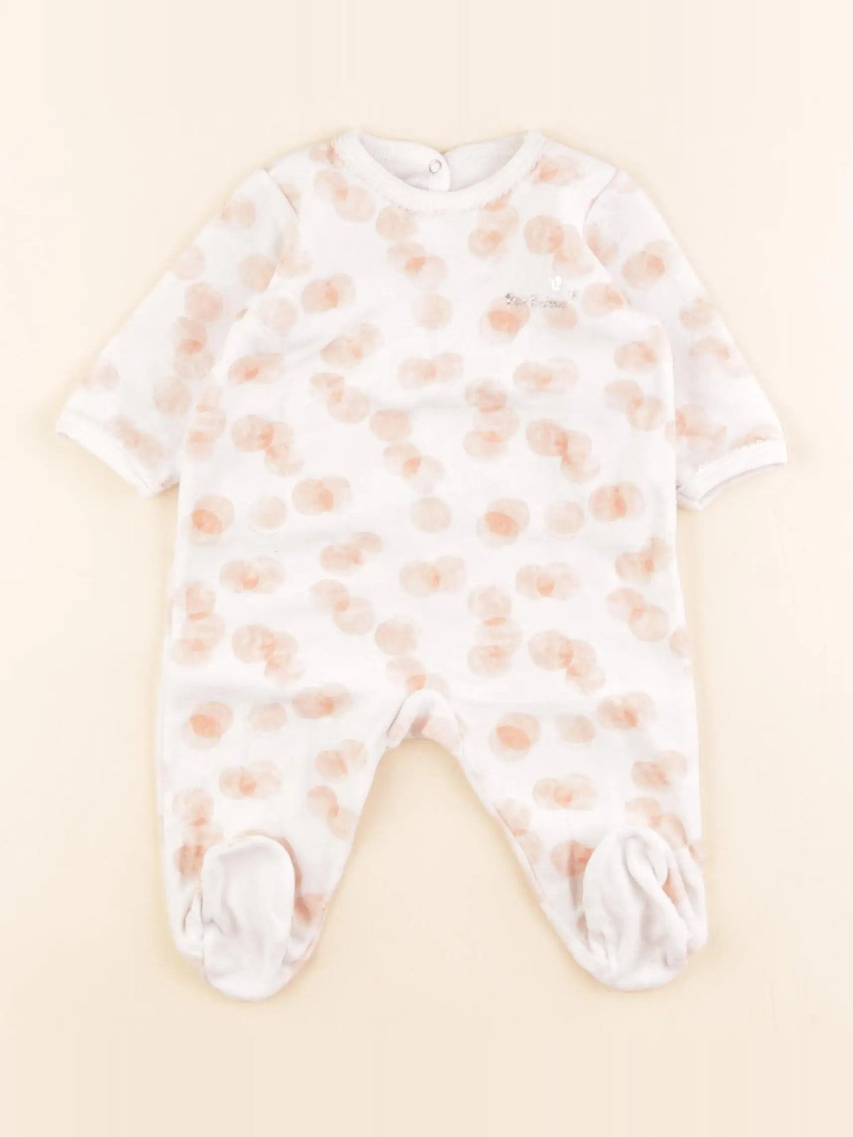 Petit Bateau - pyjama velours blanc, orange - 3 mois