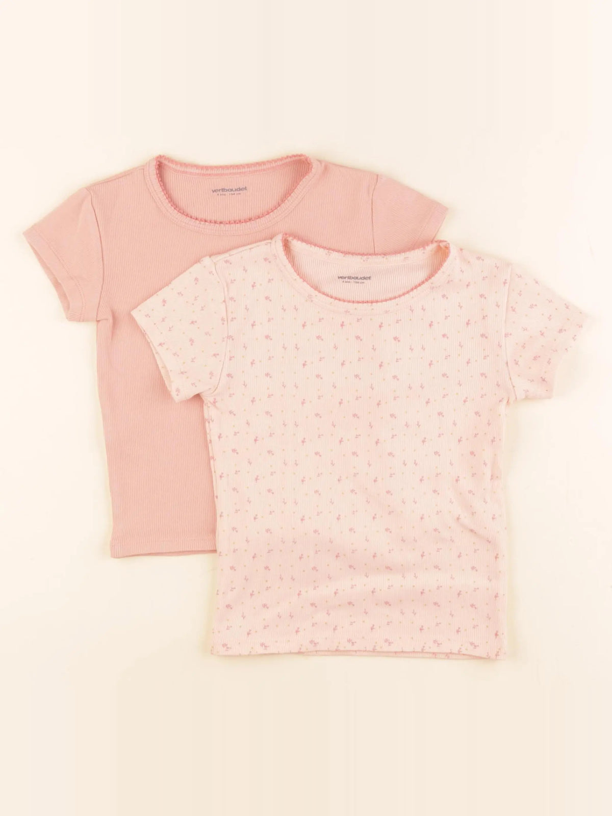 Vertbaudet - lot de 2 maillots de corps rose - 4 ans