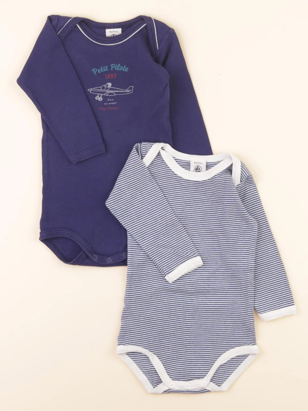 Lot de 2 bodies en coton bleu