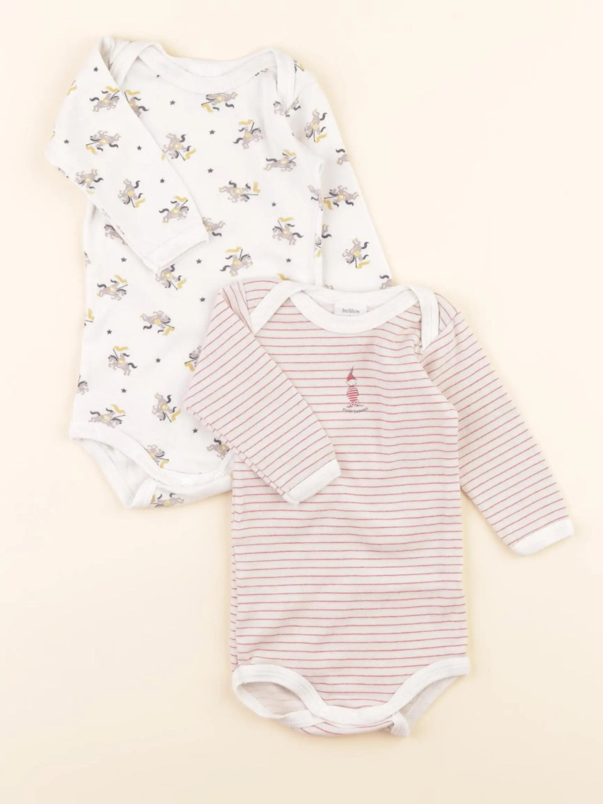 Lot de 2 bodies en coton blanc, rouge