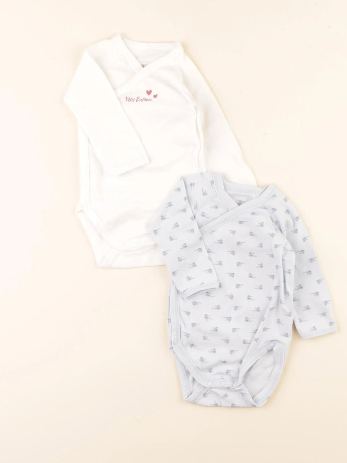 Lot de 2 bodies en coton blanc, bleu