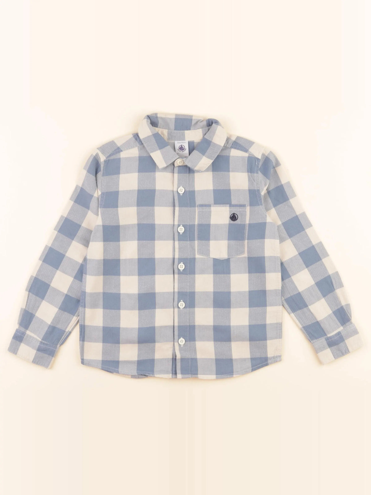 Chemise bleu, beige