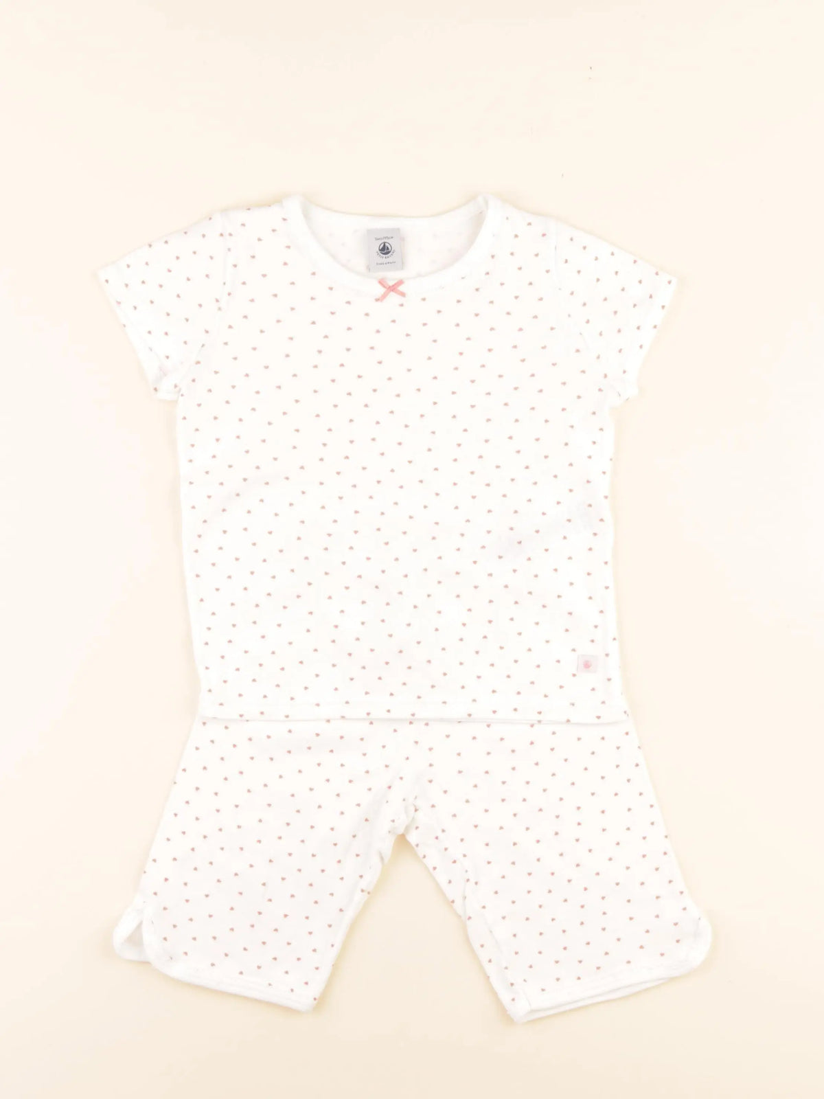 Pyjama coton blanc, rose