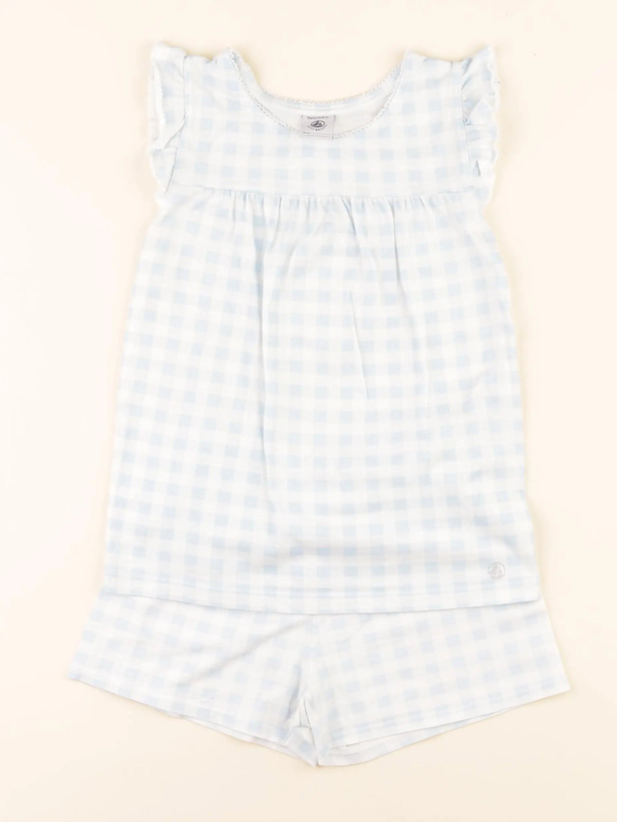 Pyjama coton blanc, bleu
