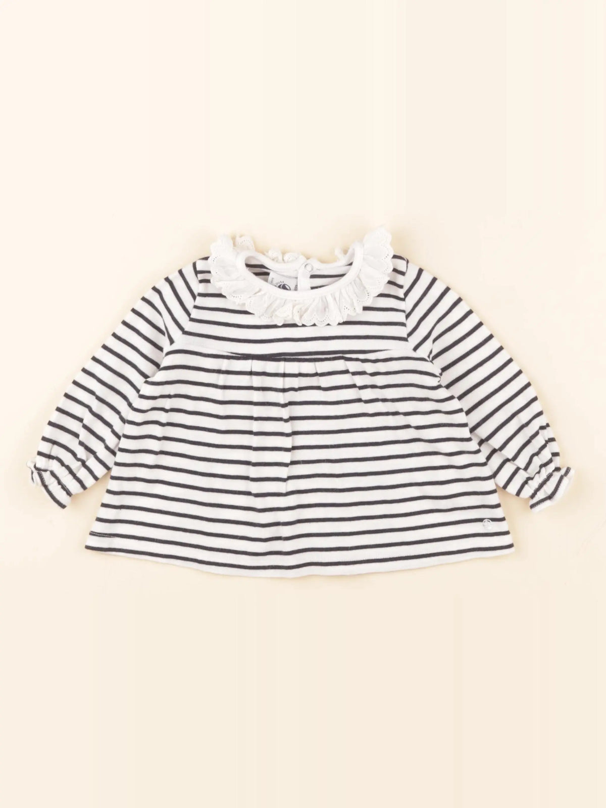 Petit Bateau - tee-shirt blanc, bleu - 6 mois