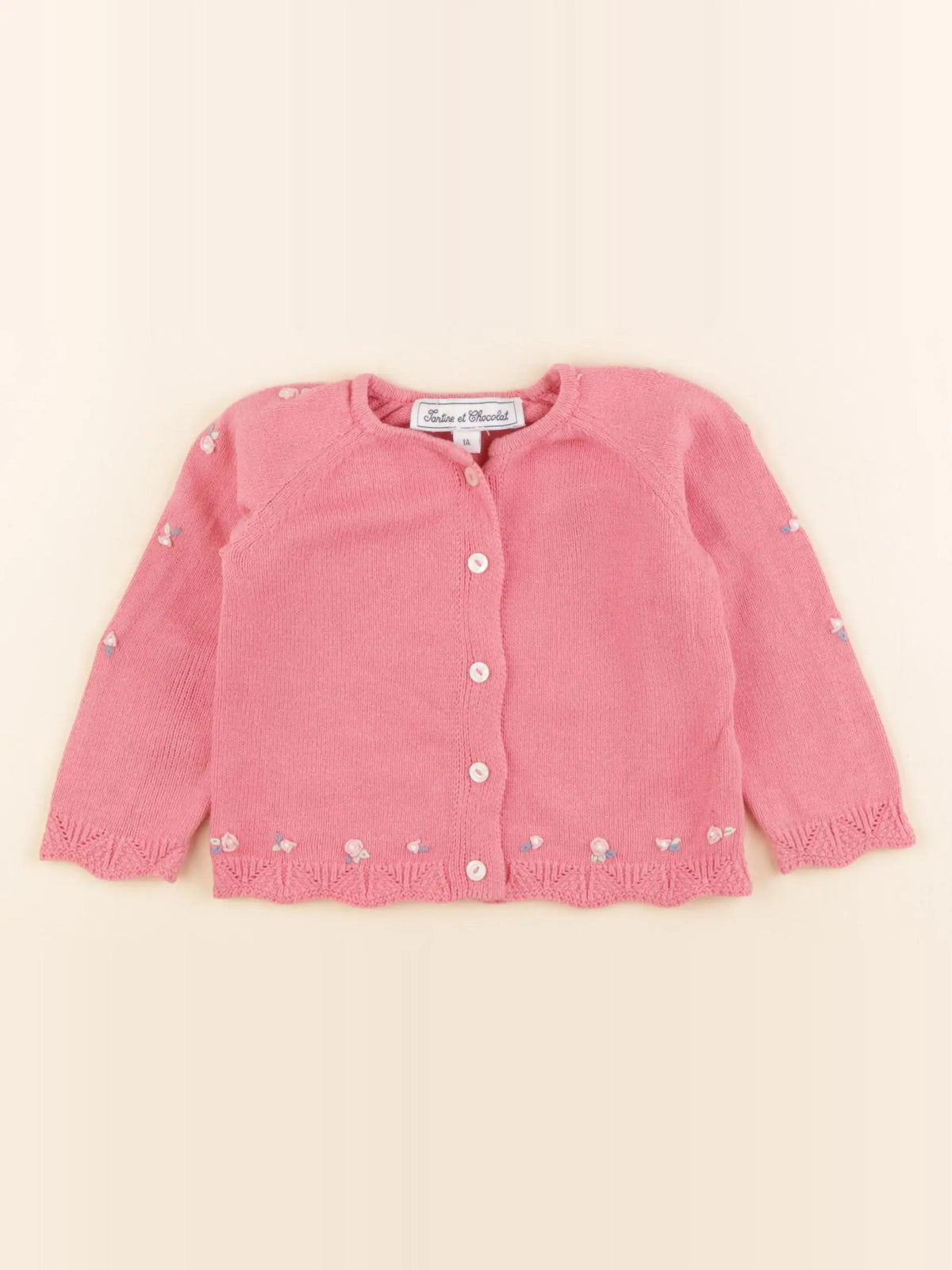 Tartine & Chocolat - gilet rose - 1 an