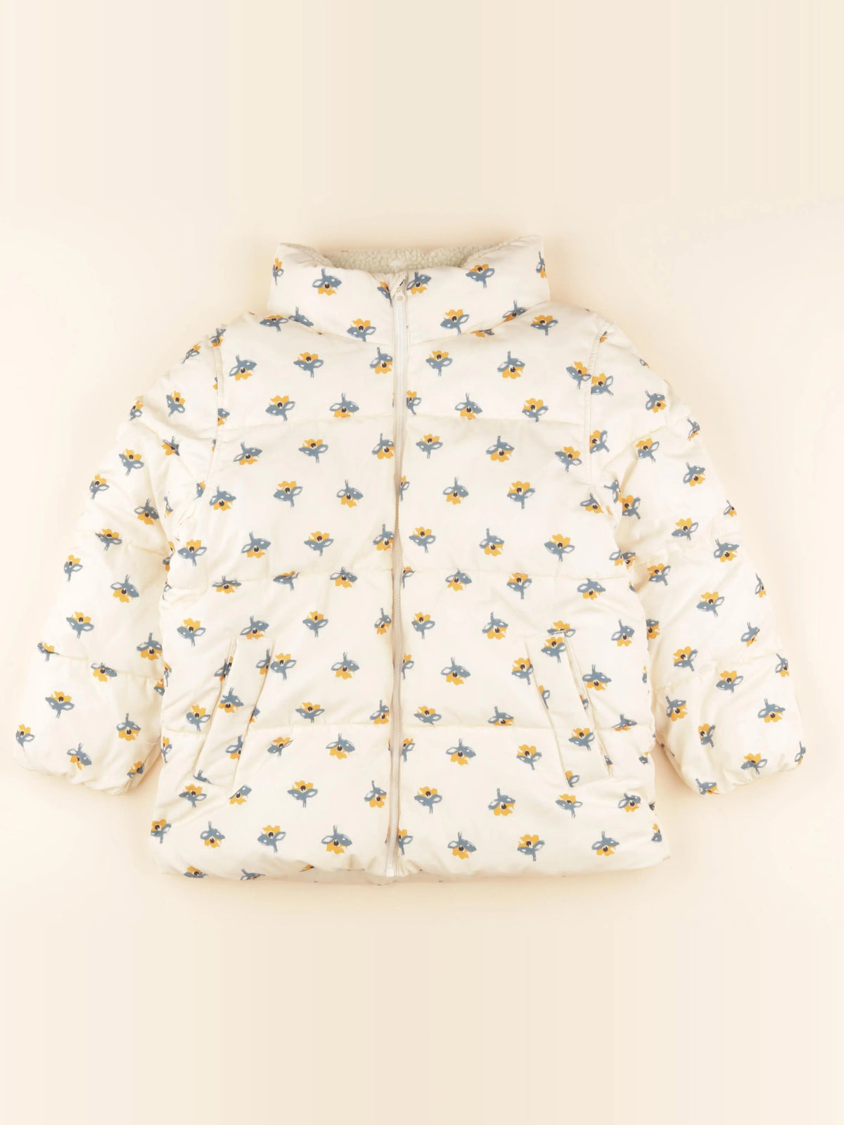 Doudoune beige, jaune