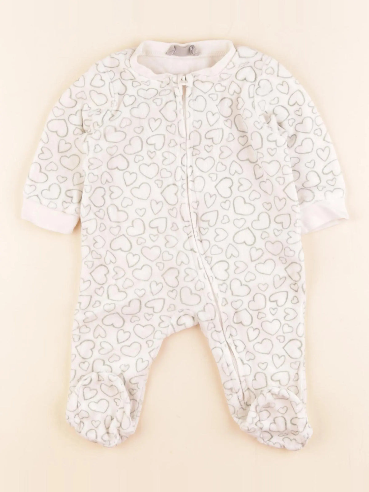 Boutchou - pyjama velours blanc, vert - 3 mois