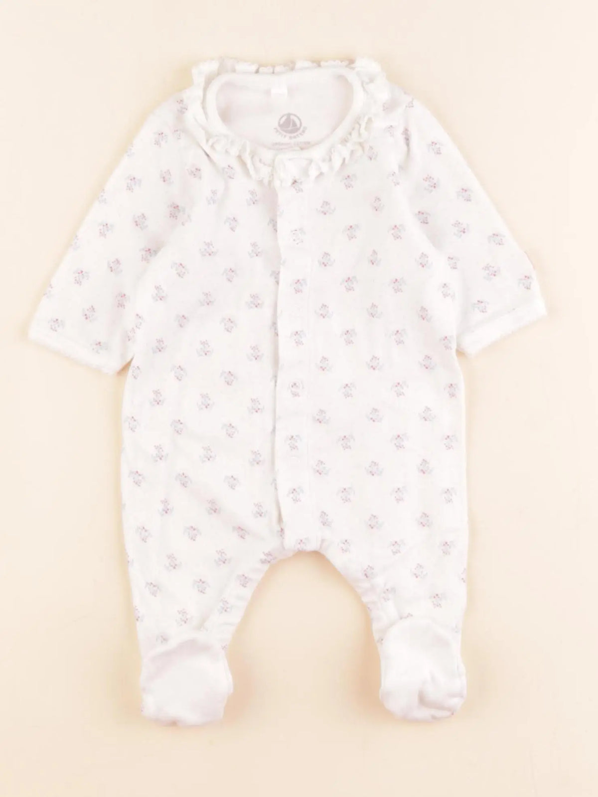 Petit Bateau - pyjama coton blanc, multicolore - 1 mois