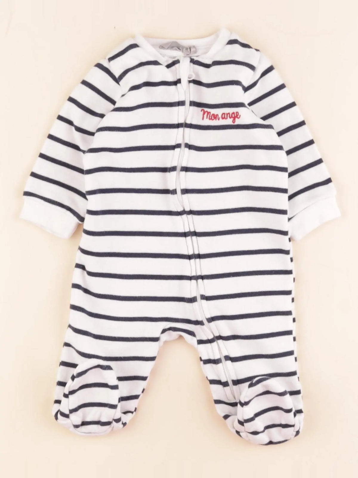 Boutchou - pyjama coton bleu, blanc - 3 mois