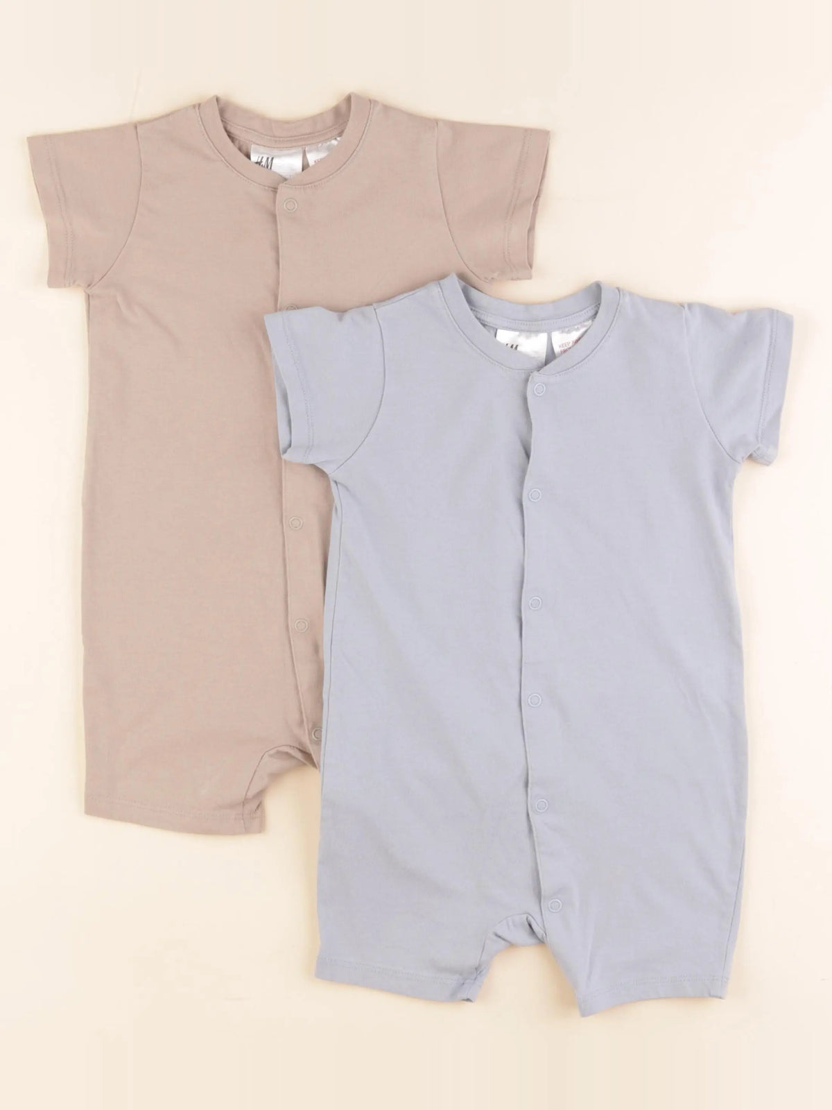 H&M - lot de 2 pyjamas coton bleu, marron - 9/12 mois