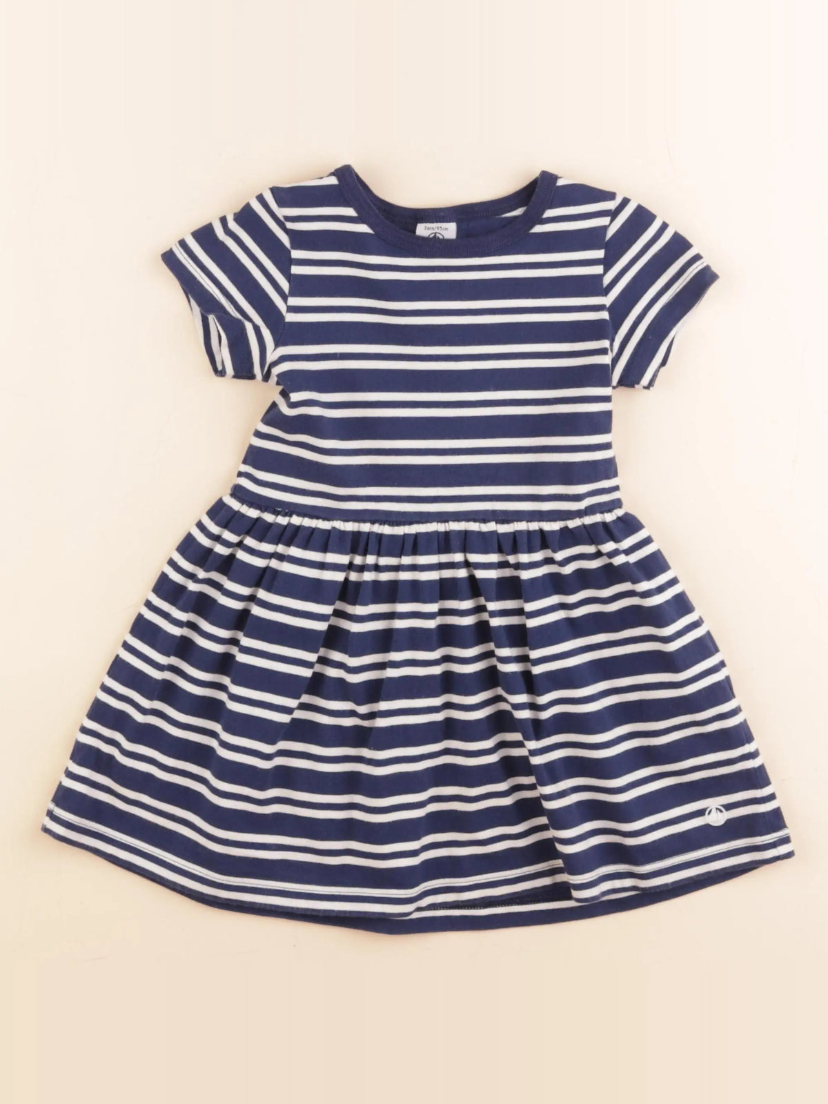 Petit Bateau - robe bleu, blanc - 3 ans