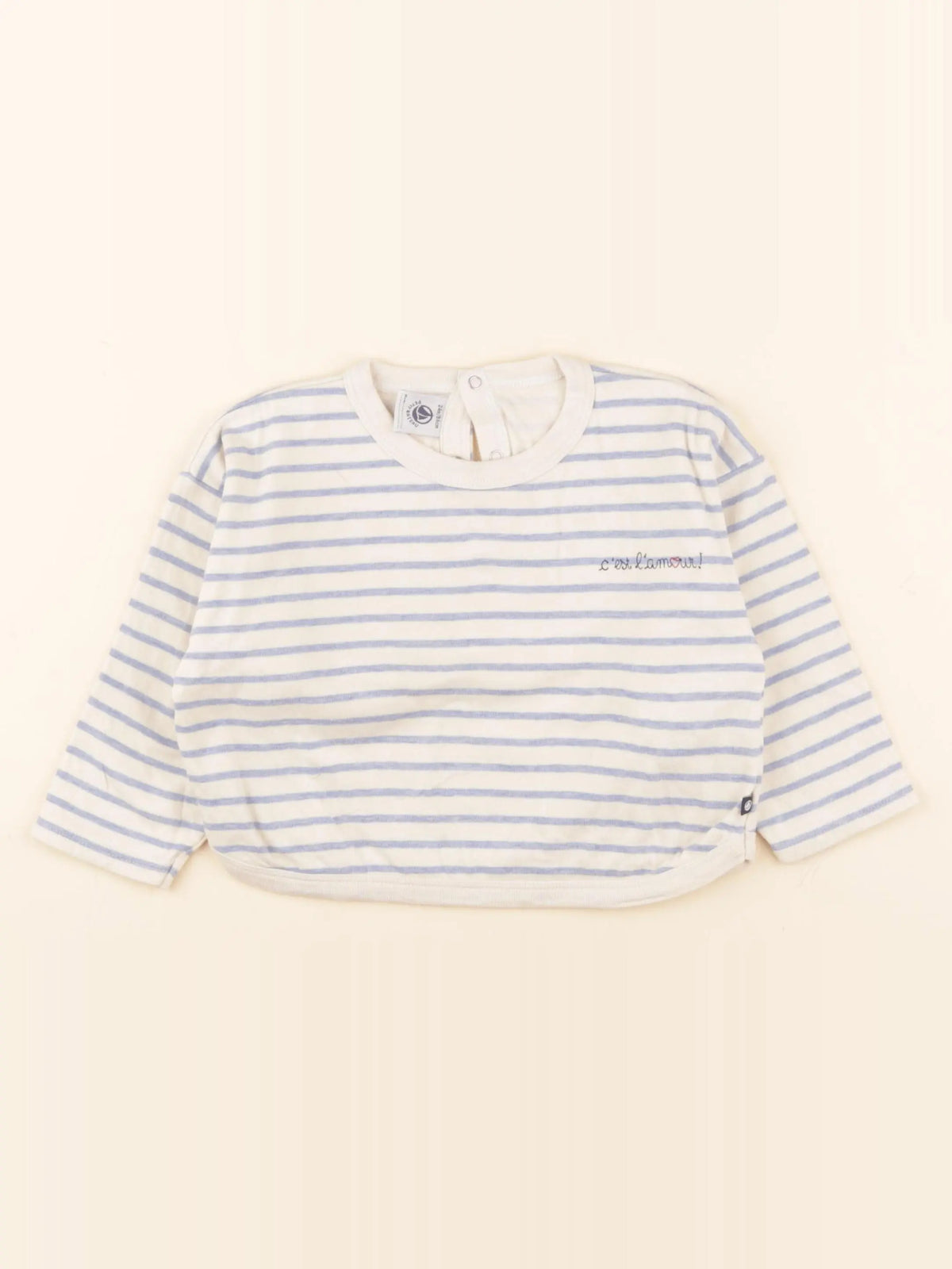 Sweat beige, bleu